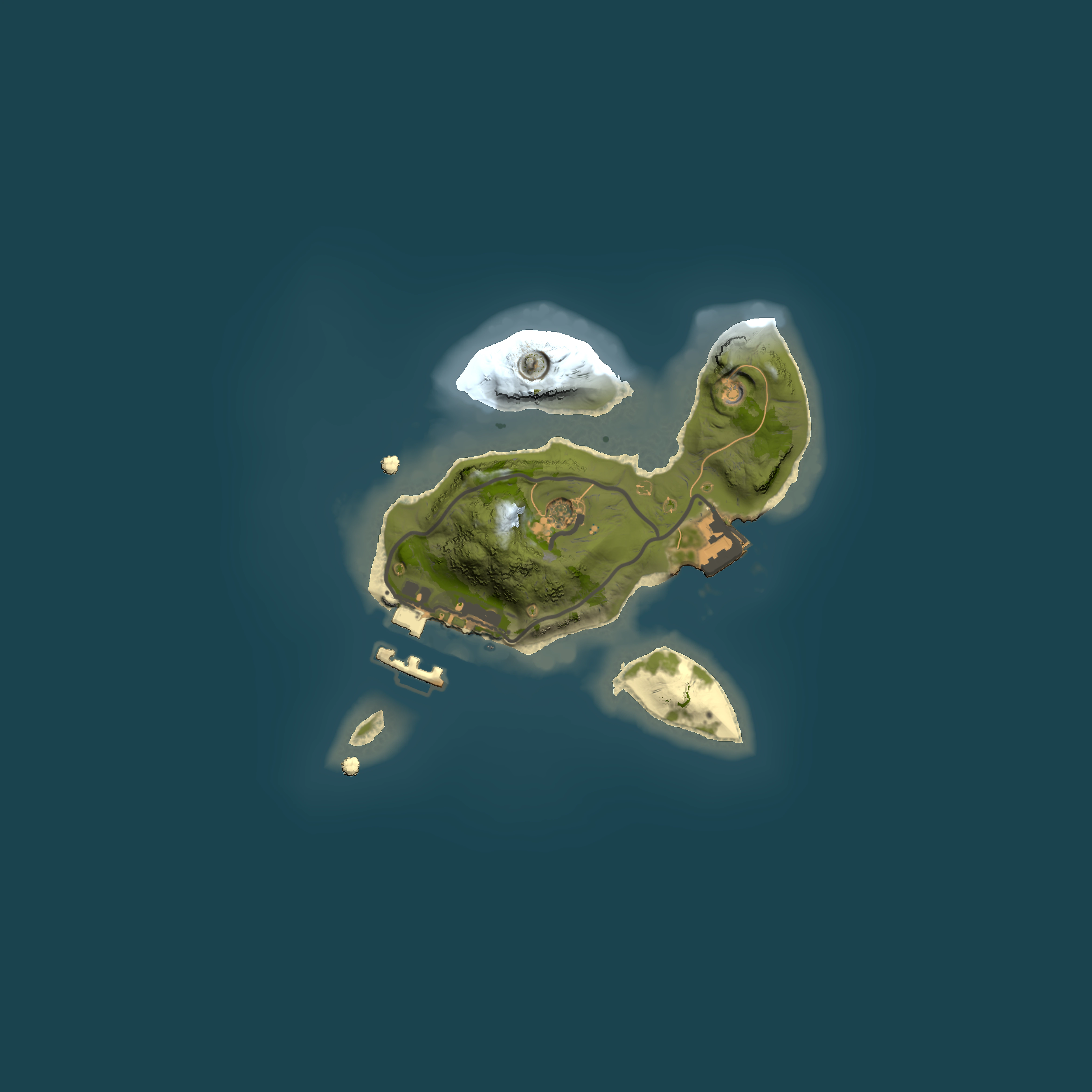 Full top-down render of Rust map seed 1342592381, 1500x1500m