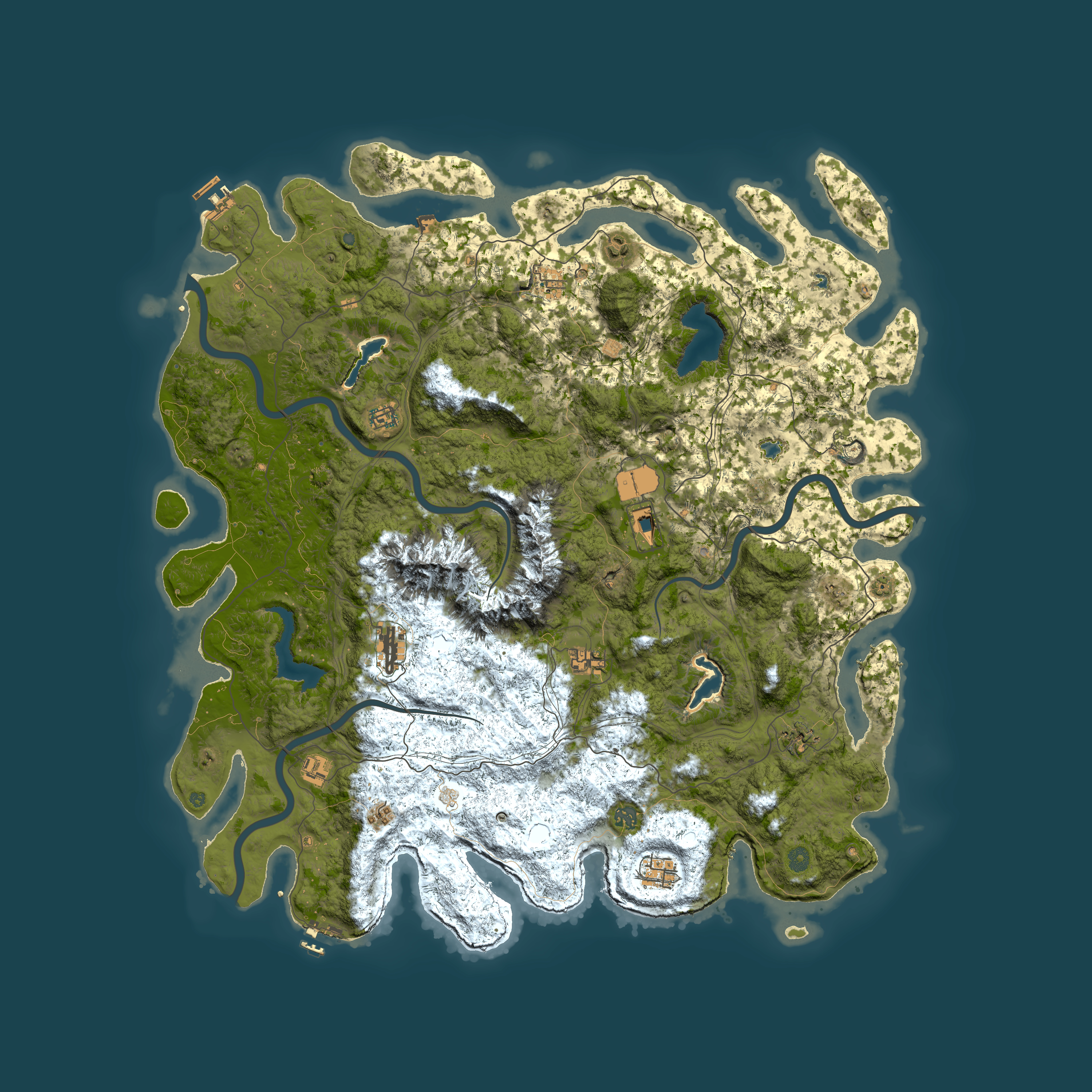 Full top-down render of Rust map seed 1381082407, 5500x5500m