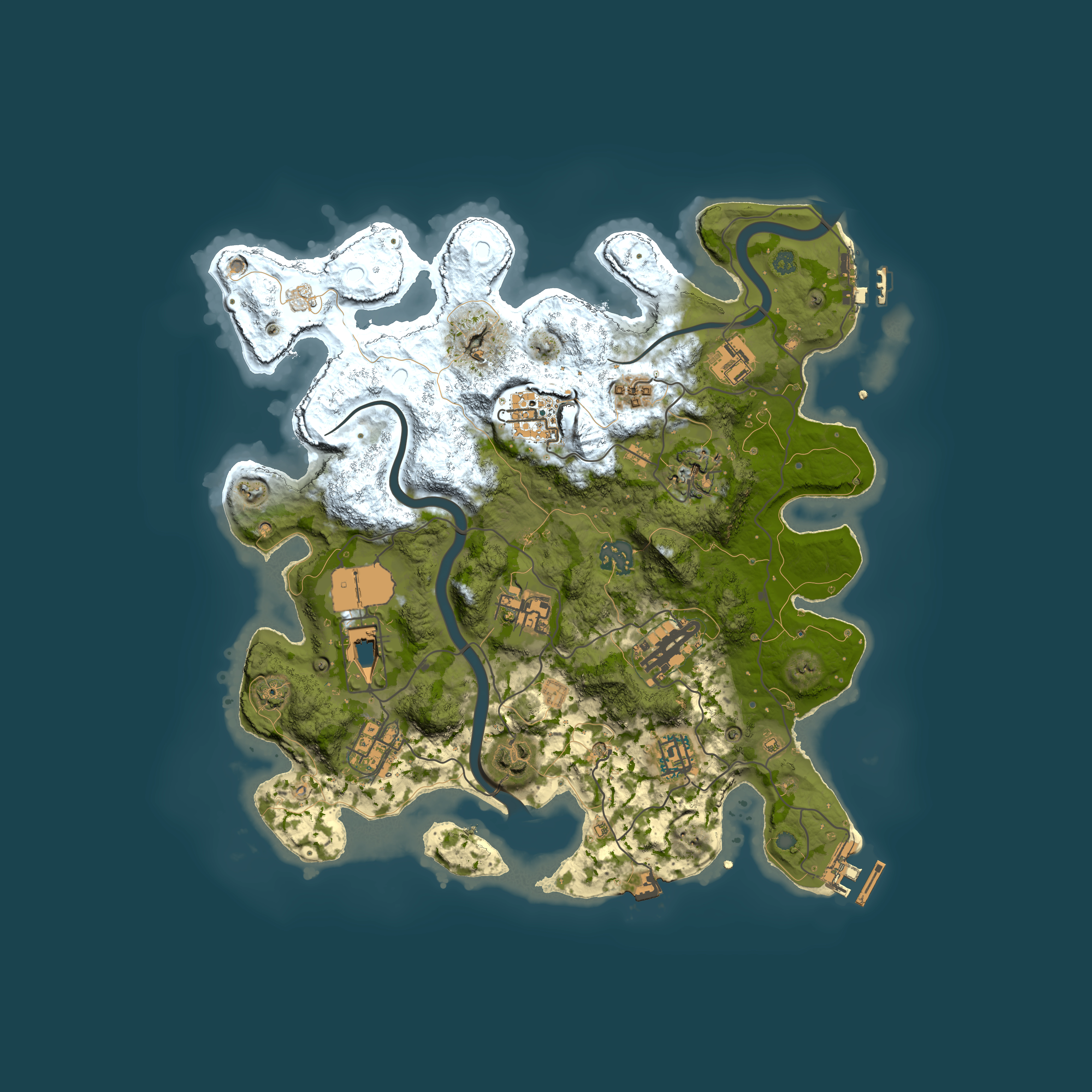 Full top-down render of Rust map seed 1636879755, 3500x3500m