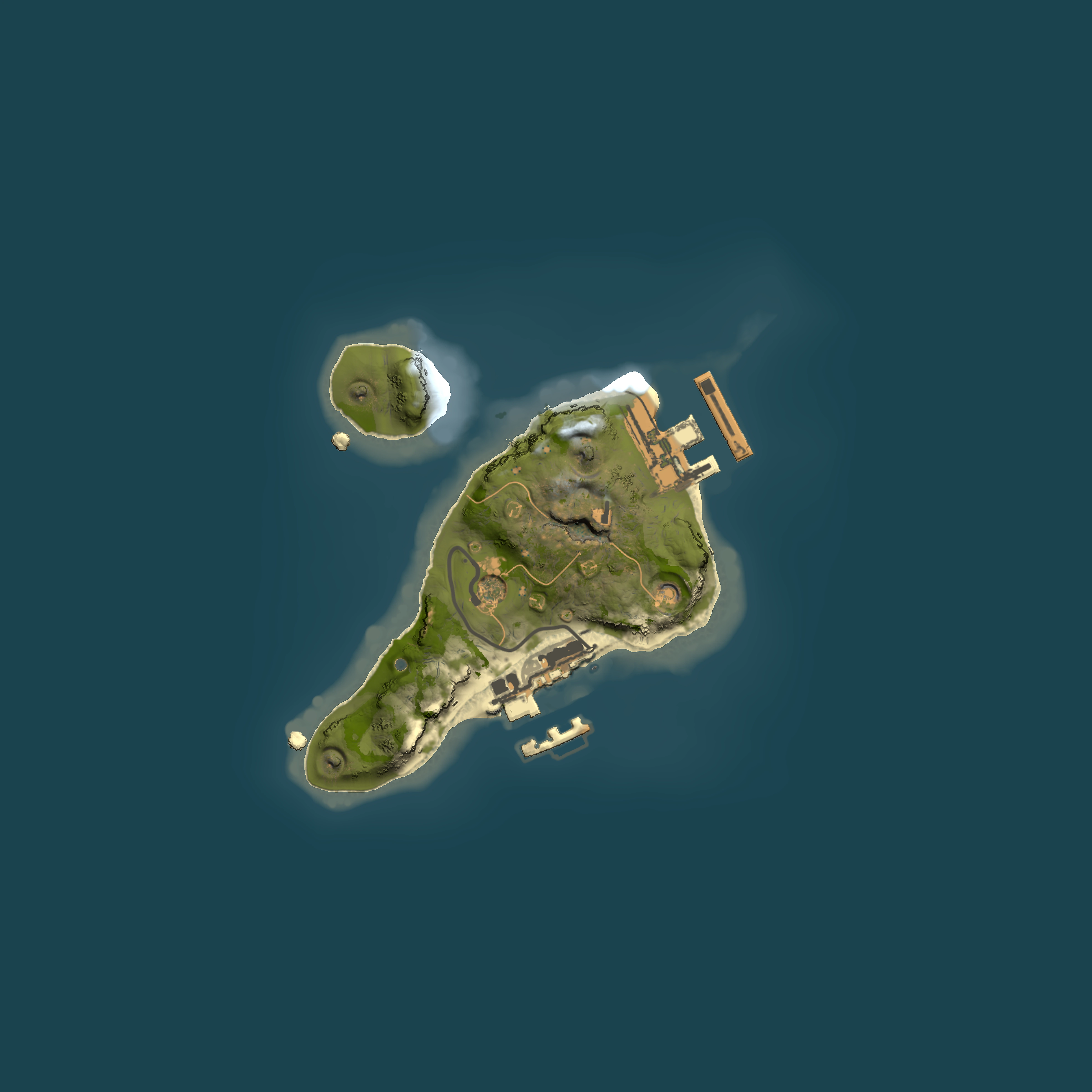 Full top-down render of Rust map seed 443398369, 1500x1500m