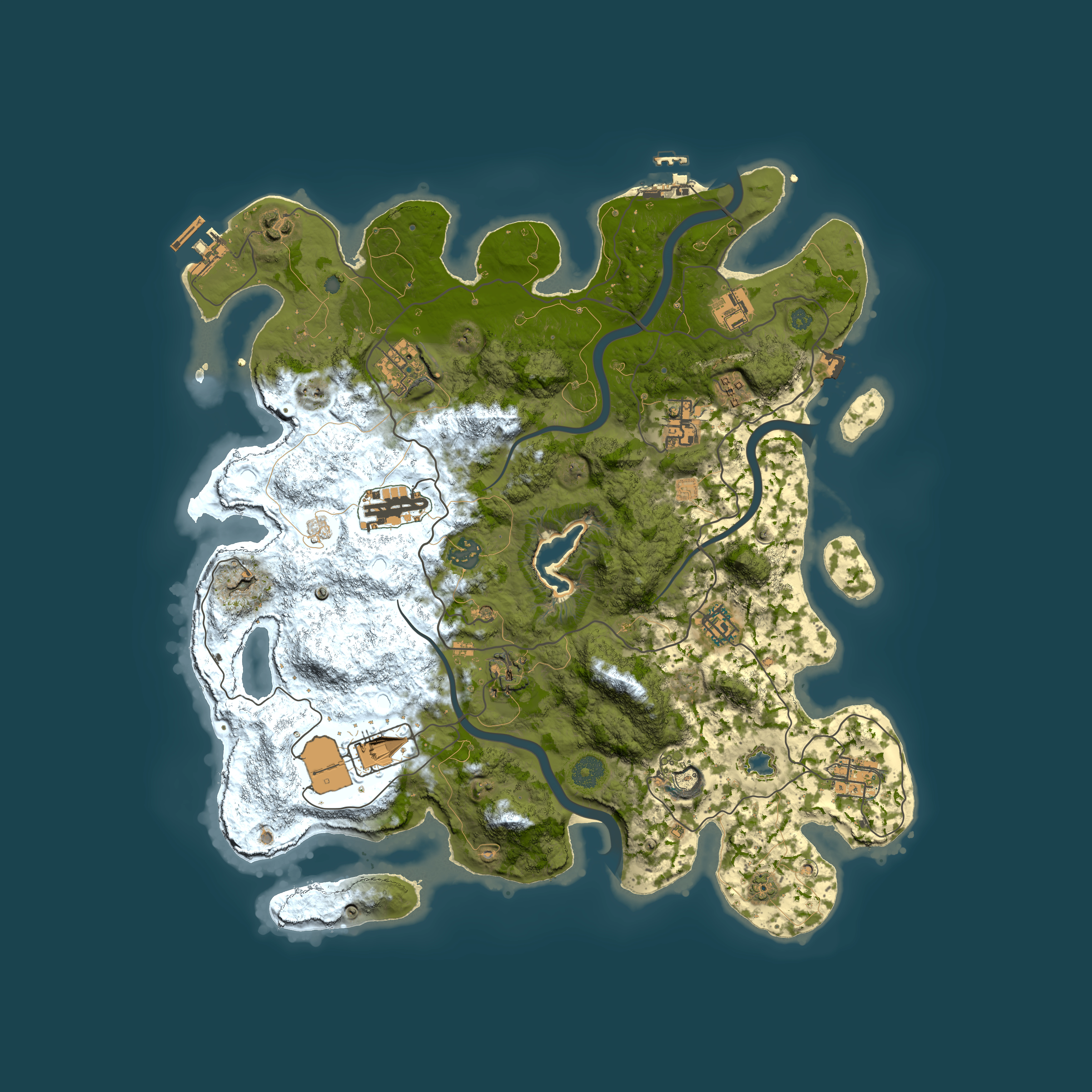 Full top-down render of Rust map seed 1724658252, 4000x4000m