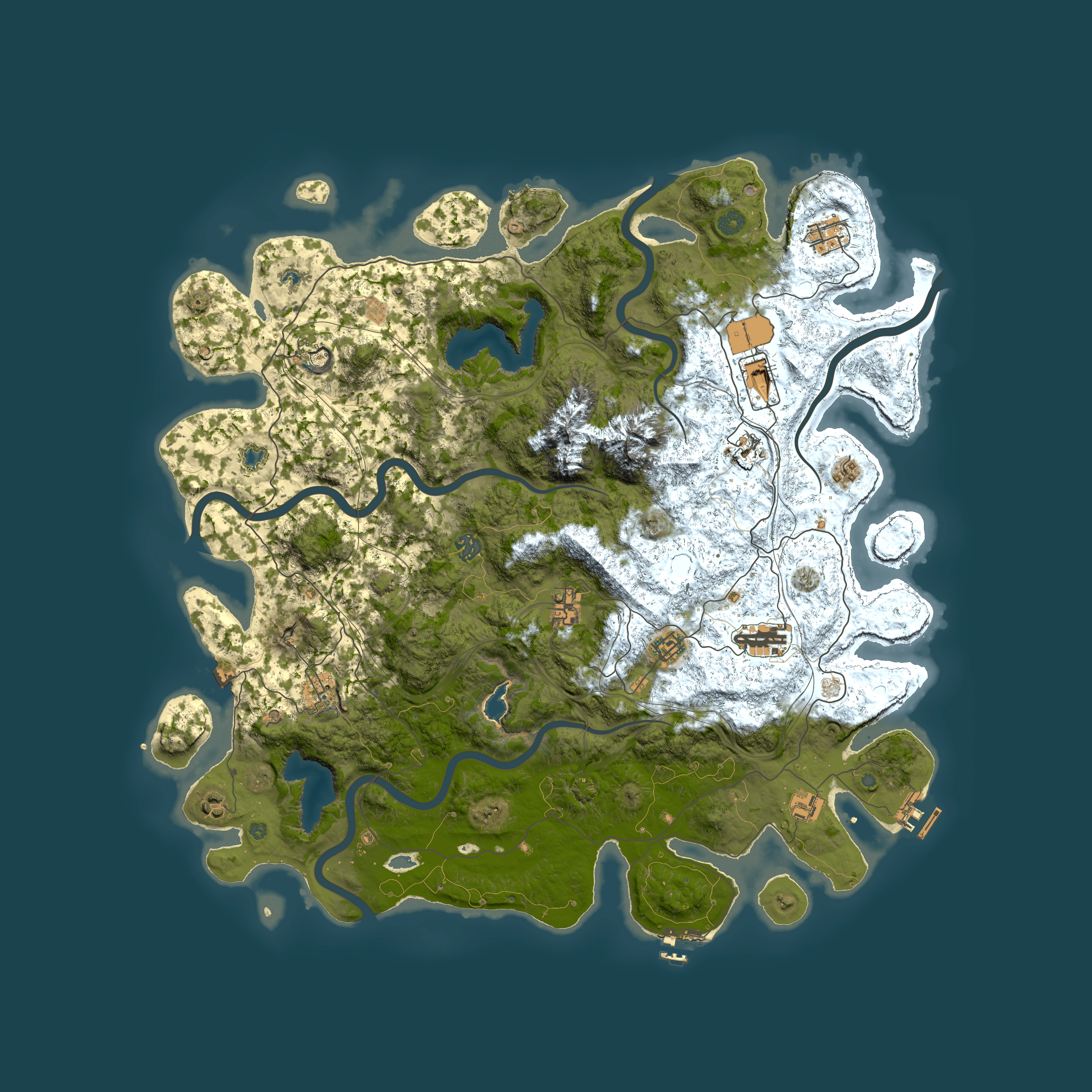 Full top-down render of Rust map seed 1409041725, 5000x5000m
