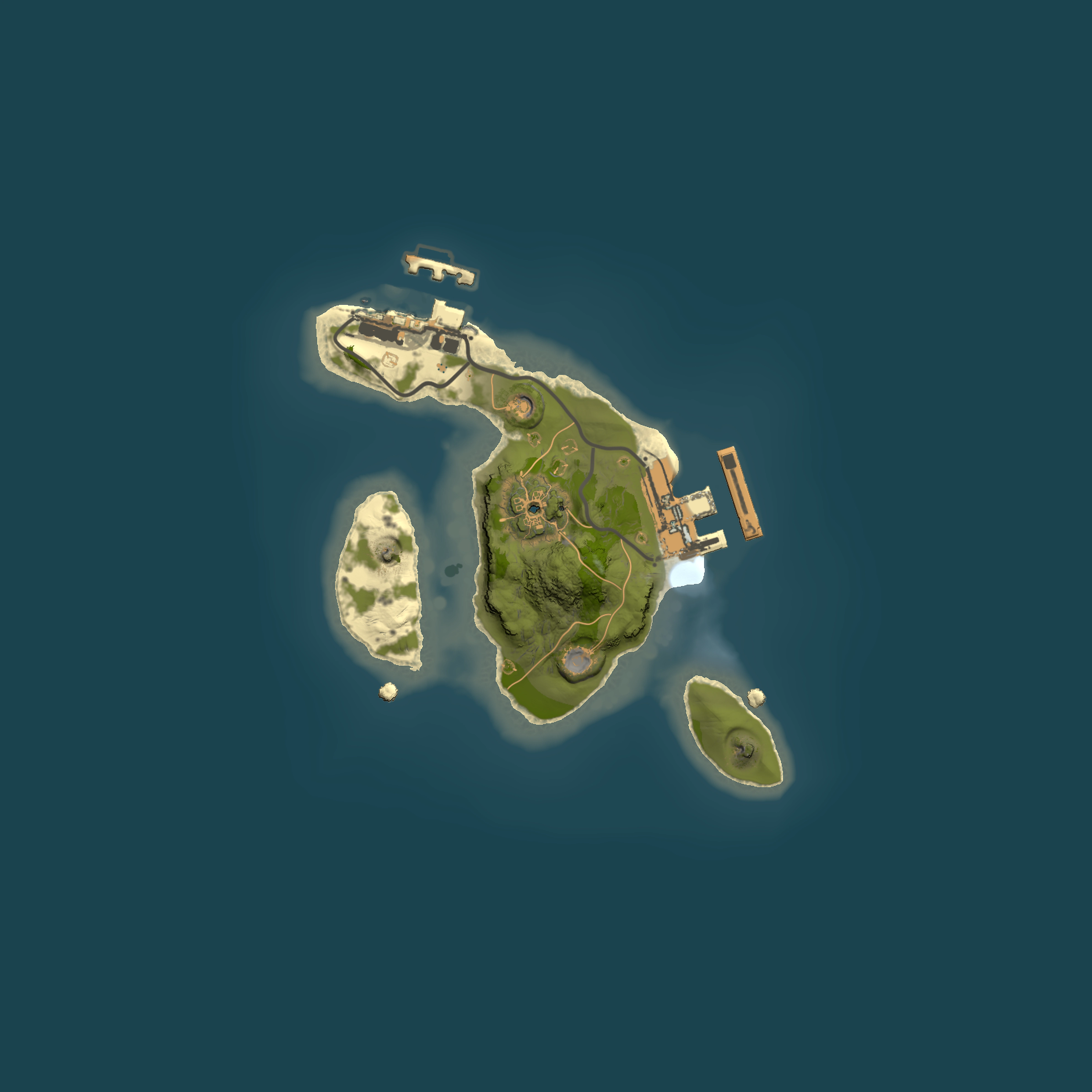 Full top-down render of Rust map seed 1316372777, 1500x1500m