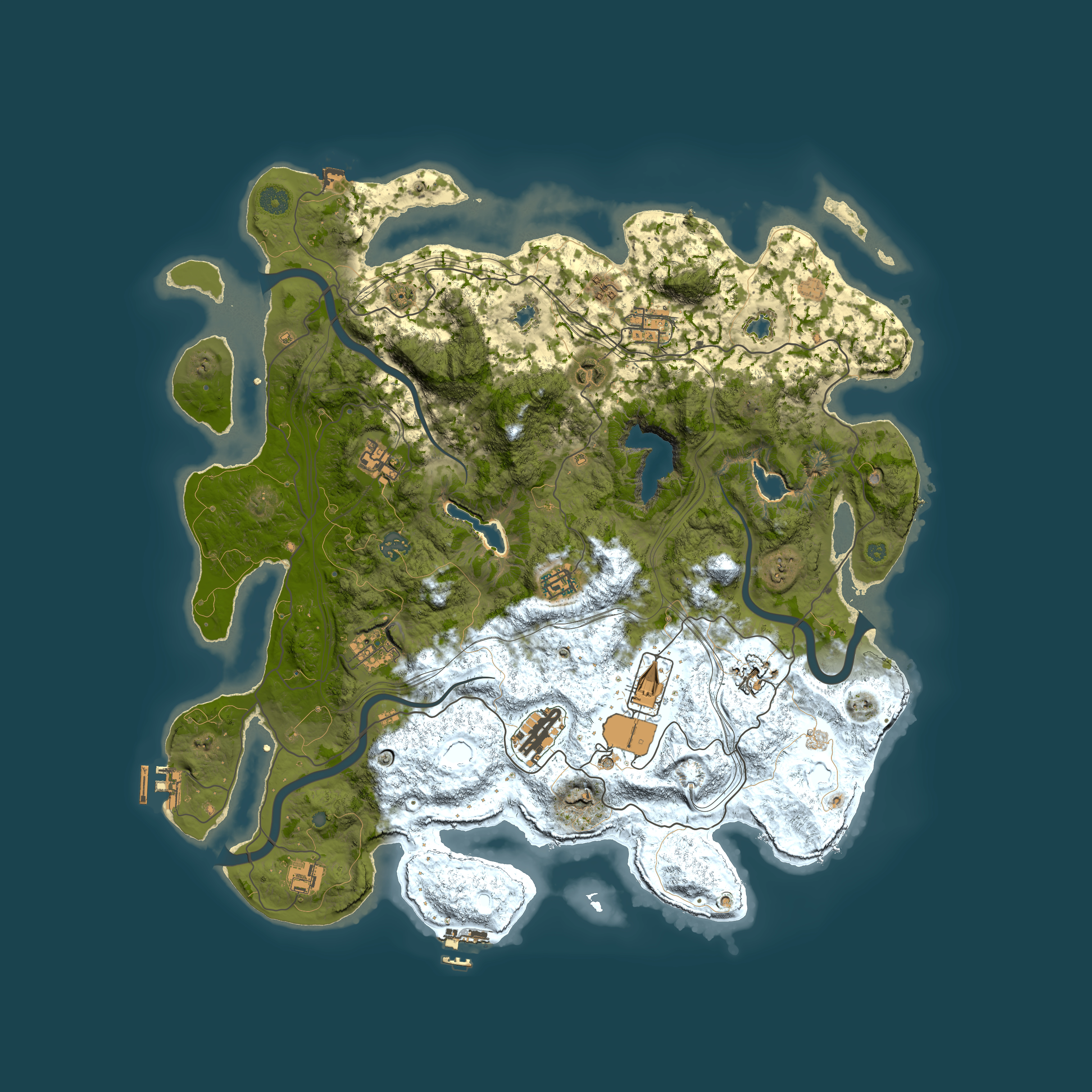 Full top-down render of Rust map seed 35907456, 4500x4500m