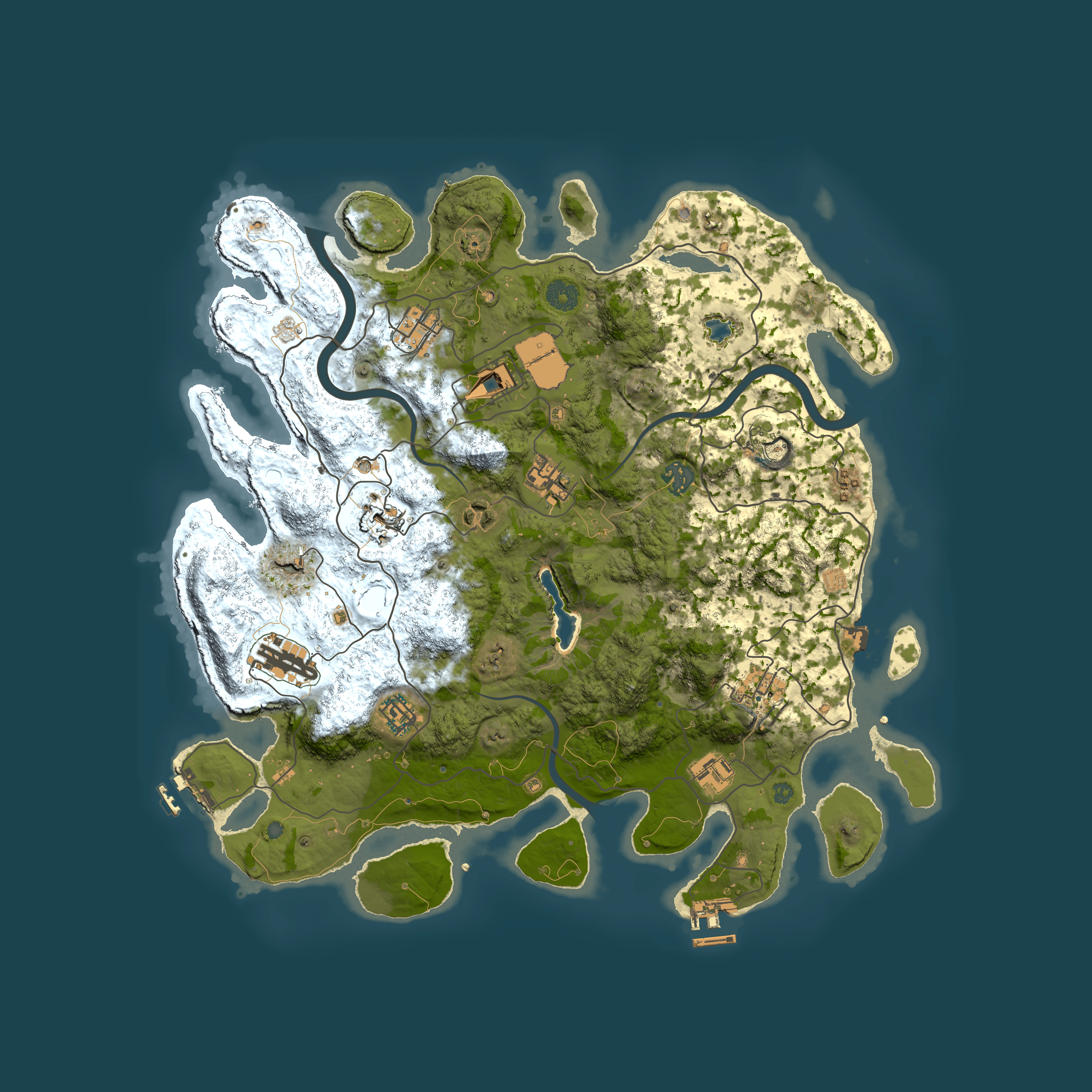 Full top-down render of Rust map seed 718229409, 4000x4000m