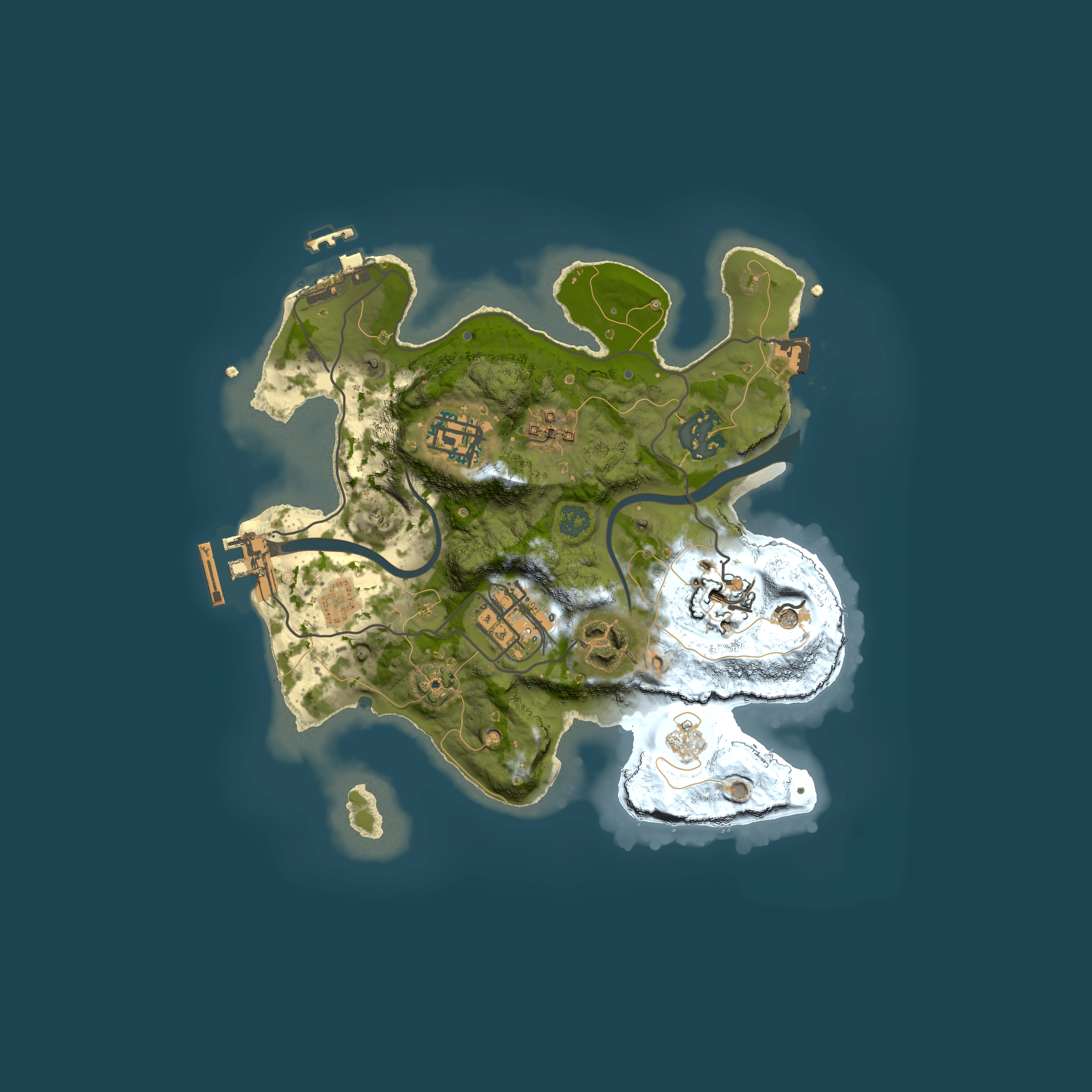 Full top-down render of Rust map seed 1118895929, 2500x2500m