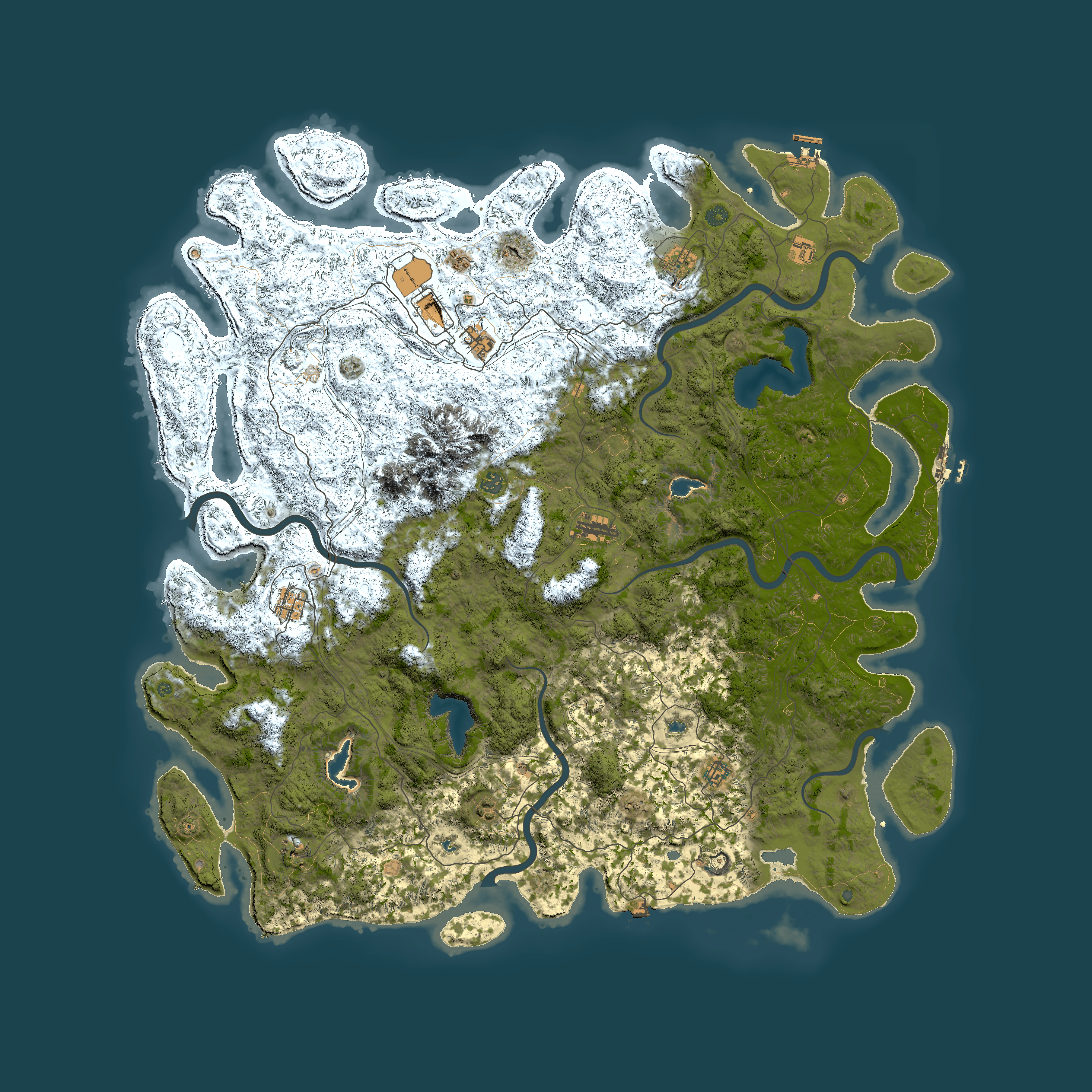 Full top-down render of Rust map seed 1627932867, 6000x6000m