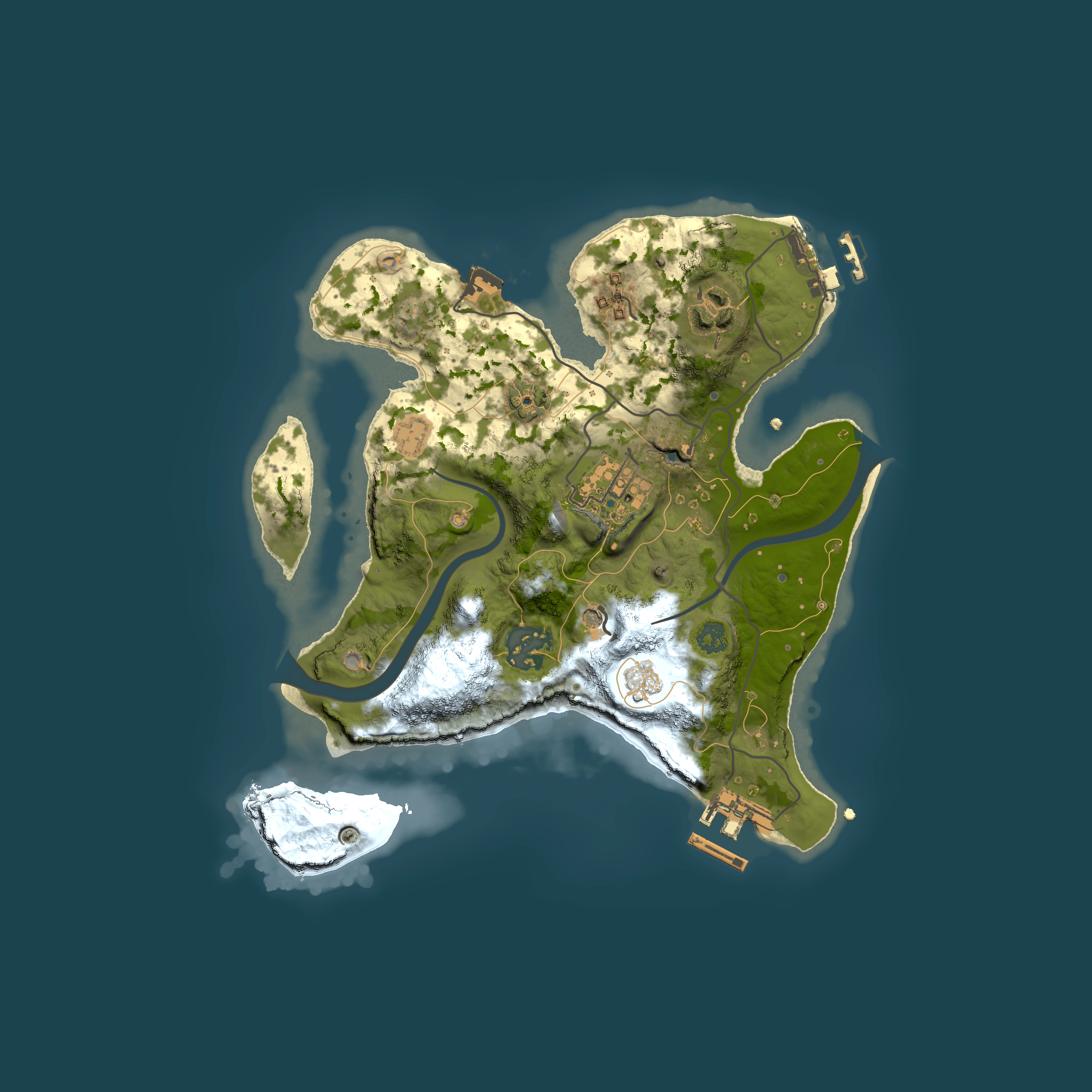 Full top-down render of Rust map seed 436750863, 2500x2500m