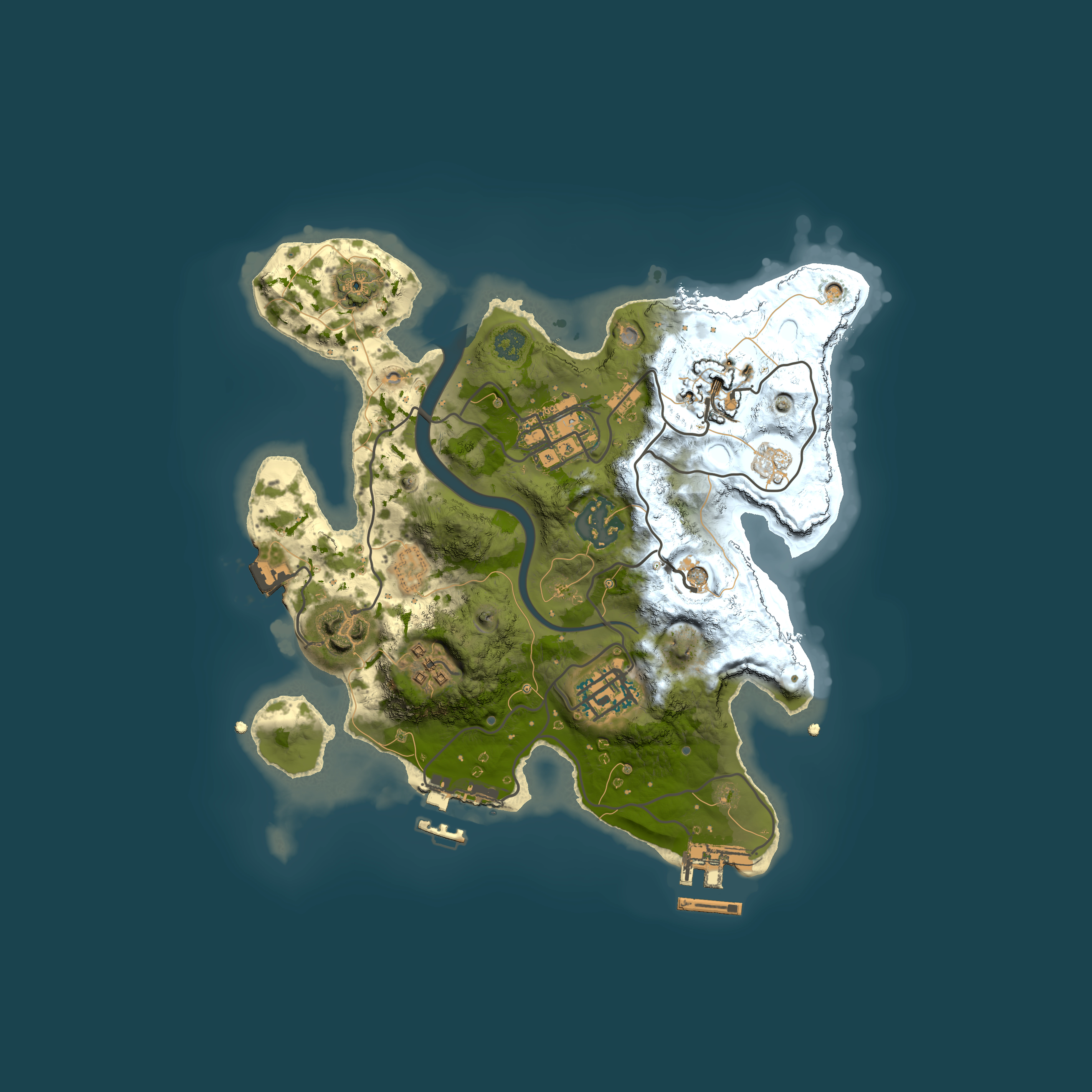 Full top-down render of Rust map seed 4669711, 2500x2500m