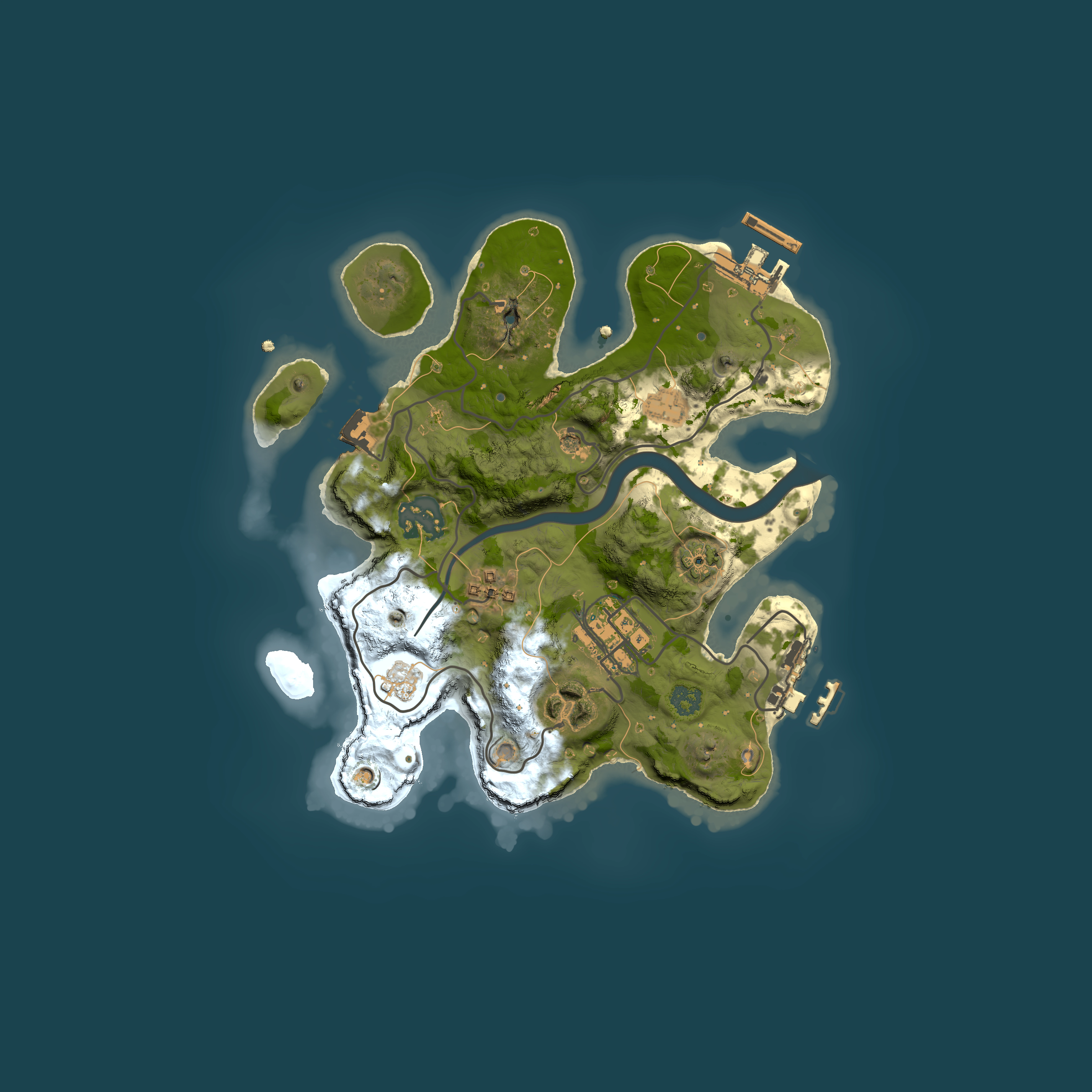 Full top-down render of Rust map seed 1627356707, 2500x2500m