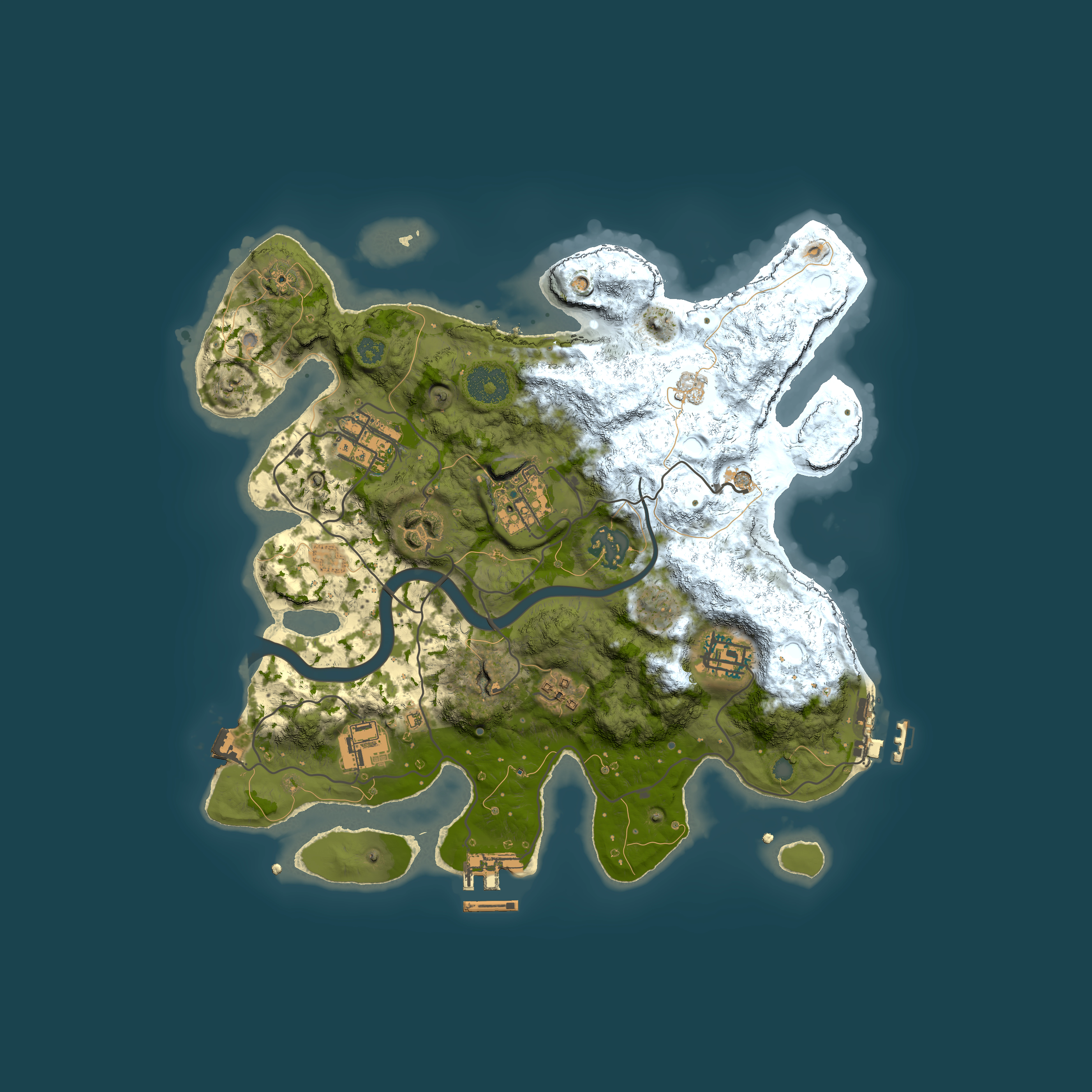 Full top-down render of Rust map seed 428887598, 3000x3000m