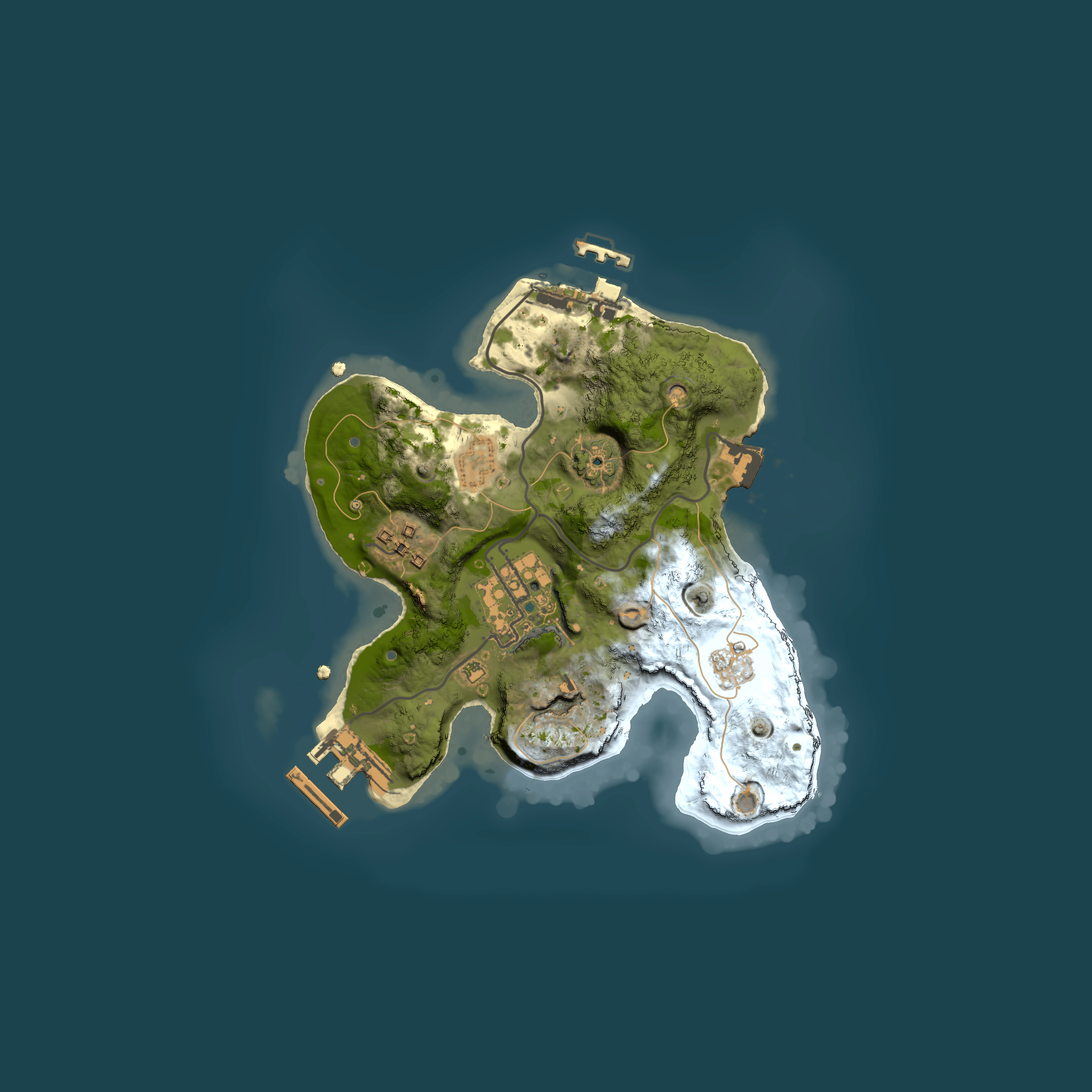 Full top-down render of Rust map seed 1657227249, 2000x2000m