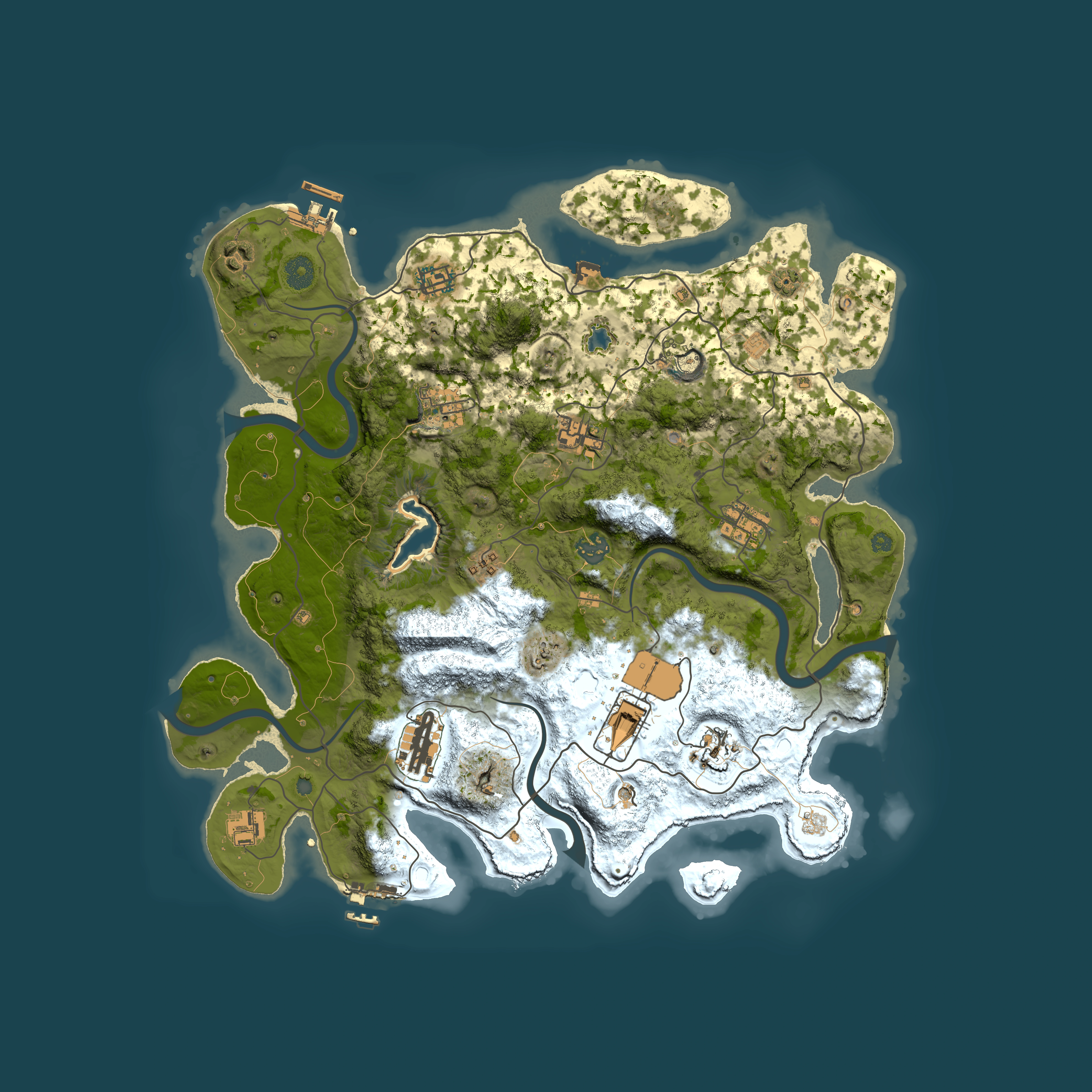 Full top-down render of Rust map seed 436024342, 4000x4000m