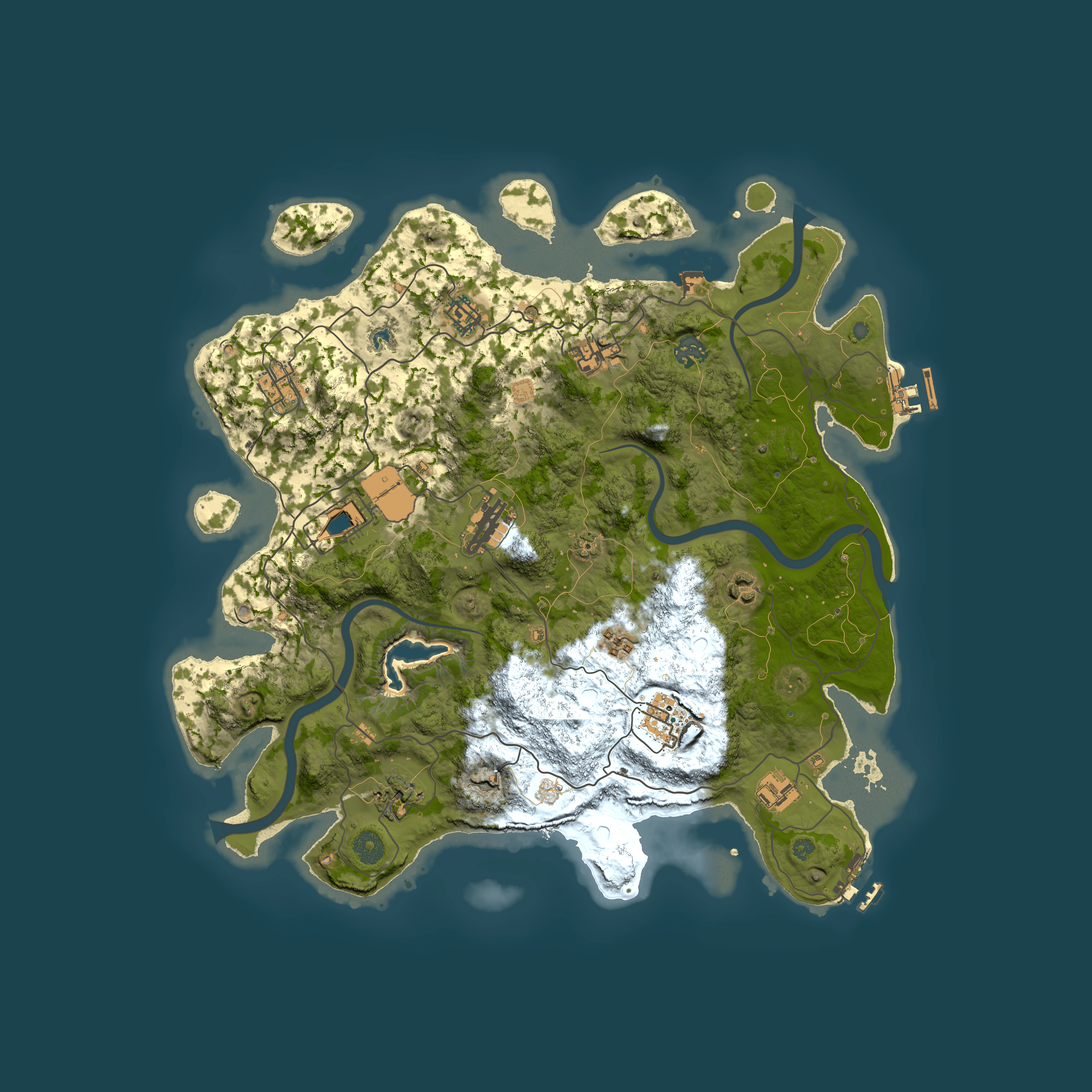 Full top-down render of Rust map seed 462158850, 4000x4000m