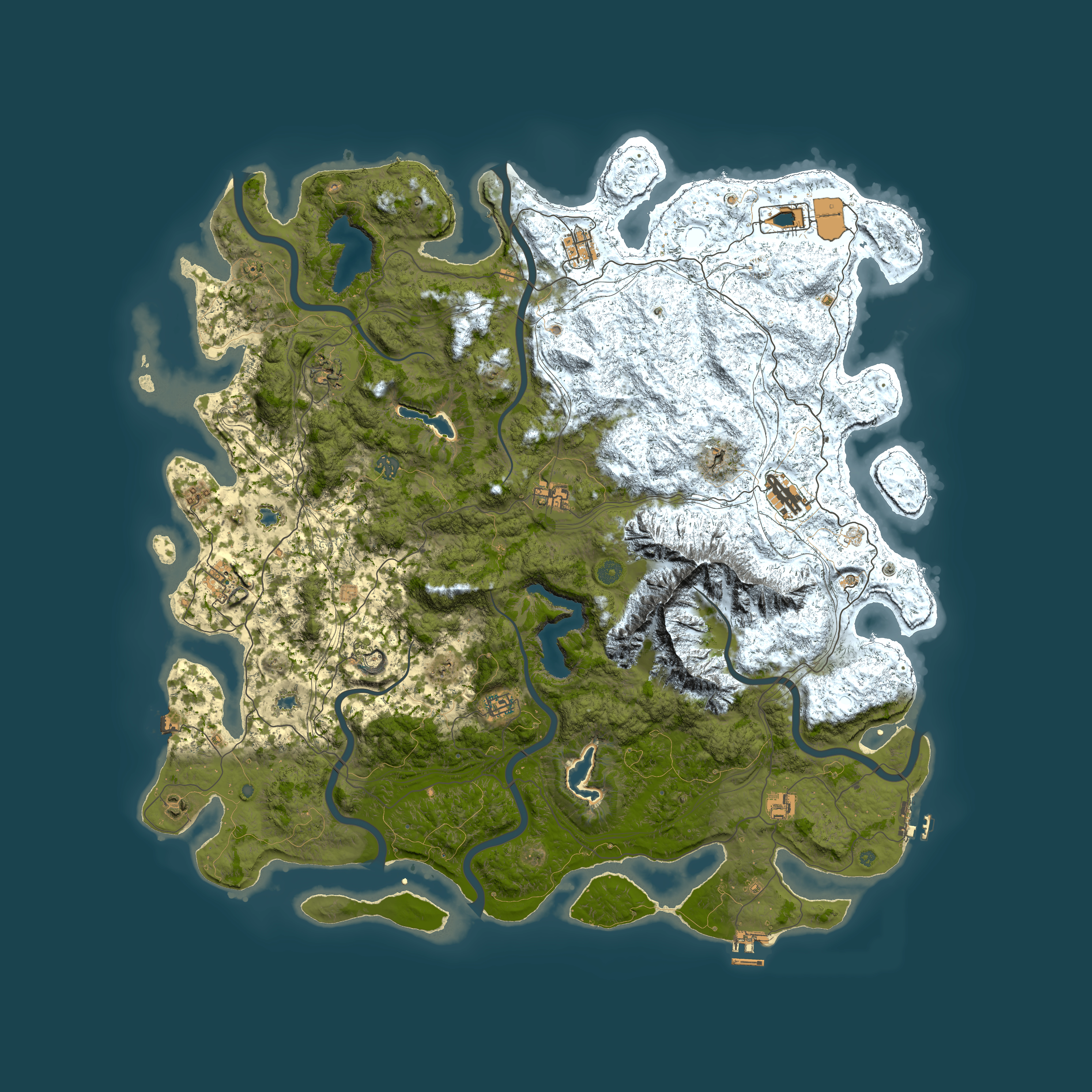 Full top-down render of Rust map seed 985750, 5500x5500m