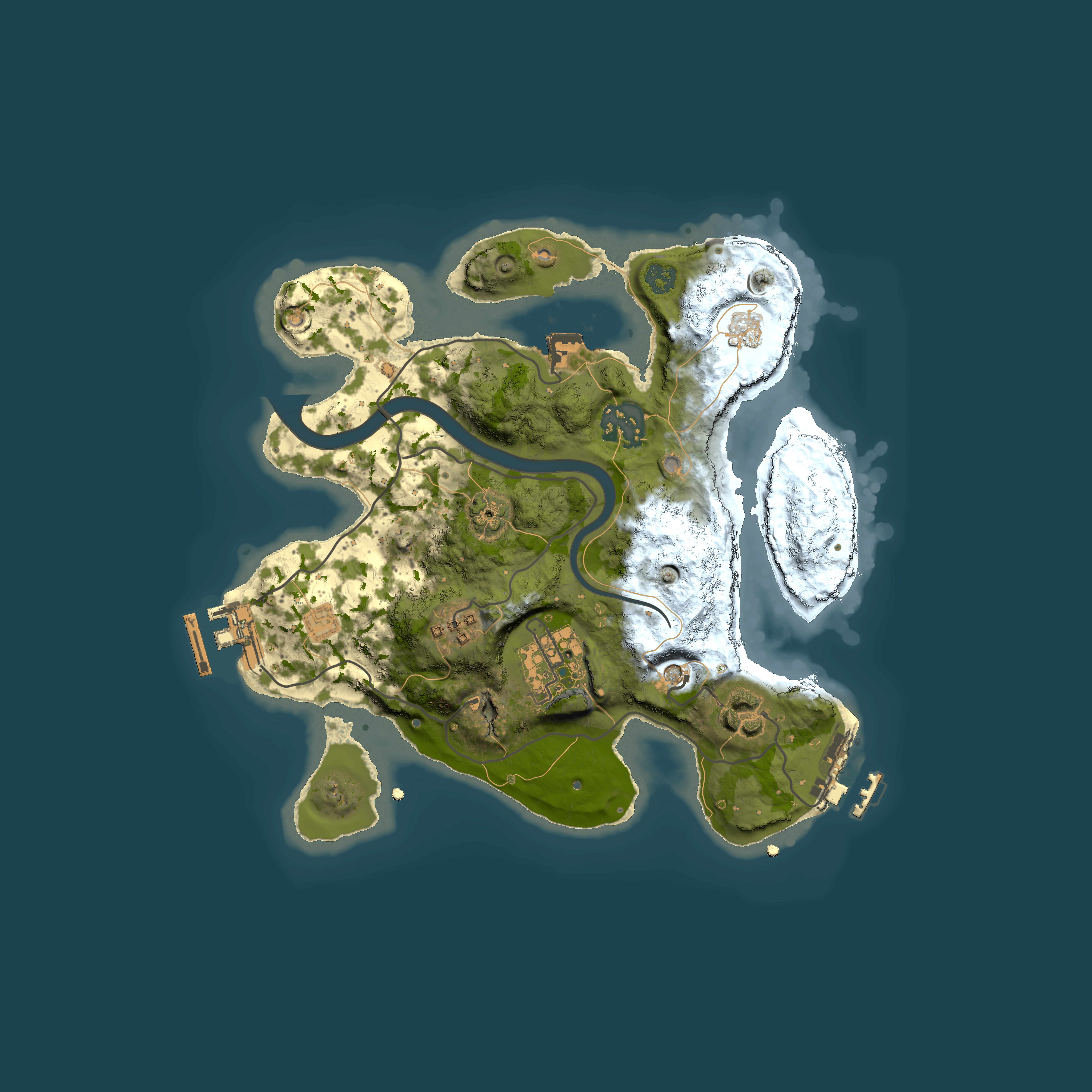 Full top-down render of Rust map seed 2127192950, 2500x2500m