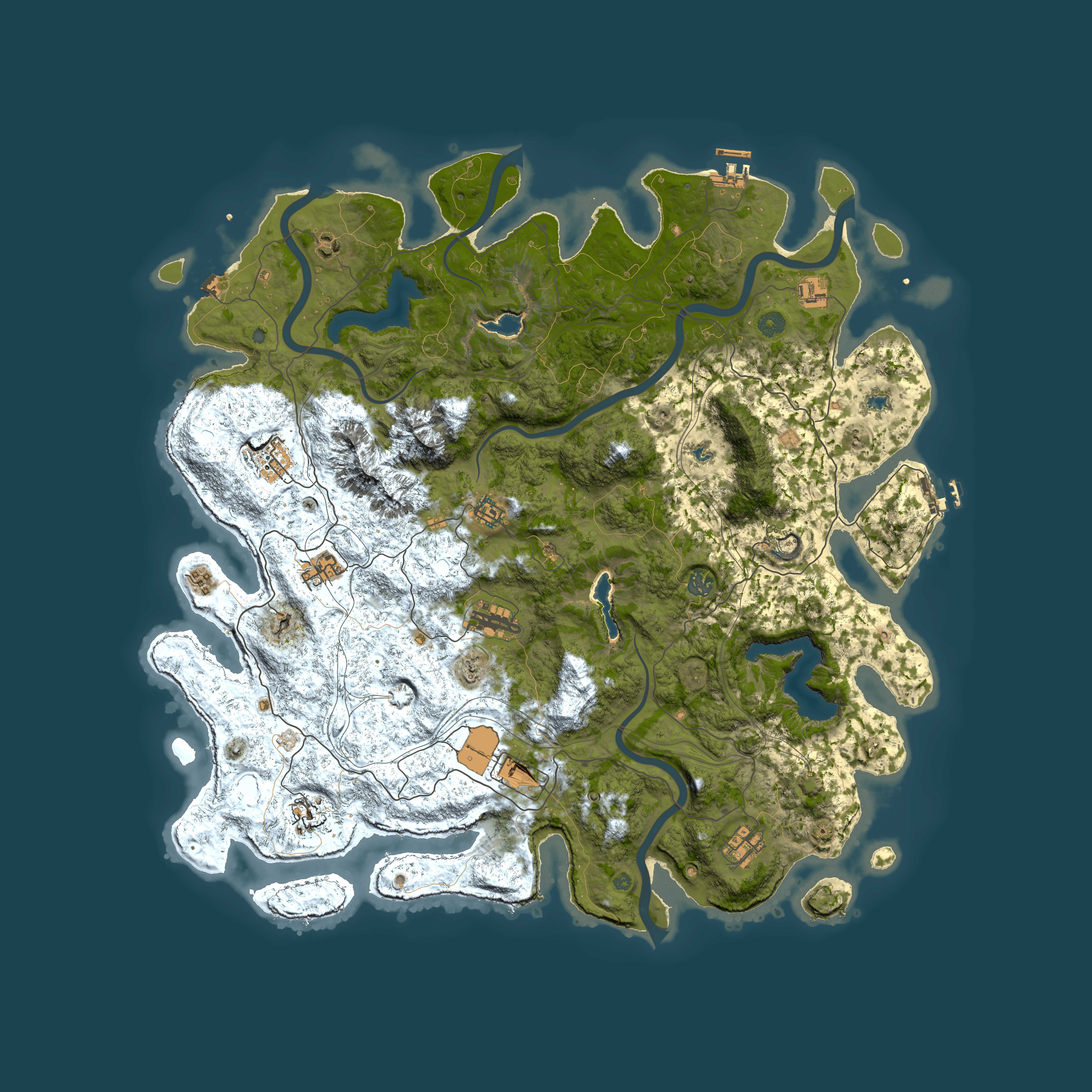 Full top-down render of Rust map seed 2118835384, 5000x5000m