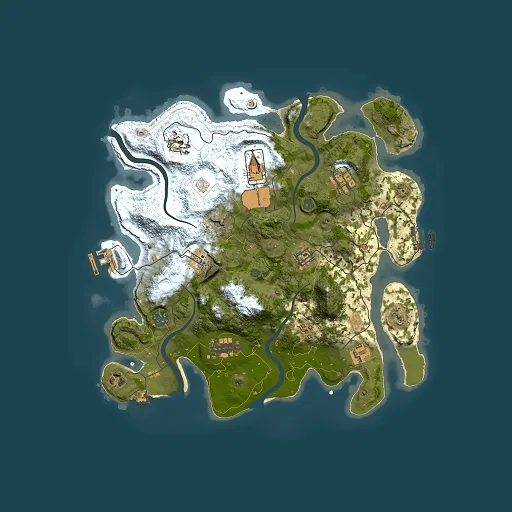 Rust map seed 2031058443, 3500x3500m top-down preview