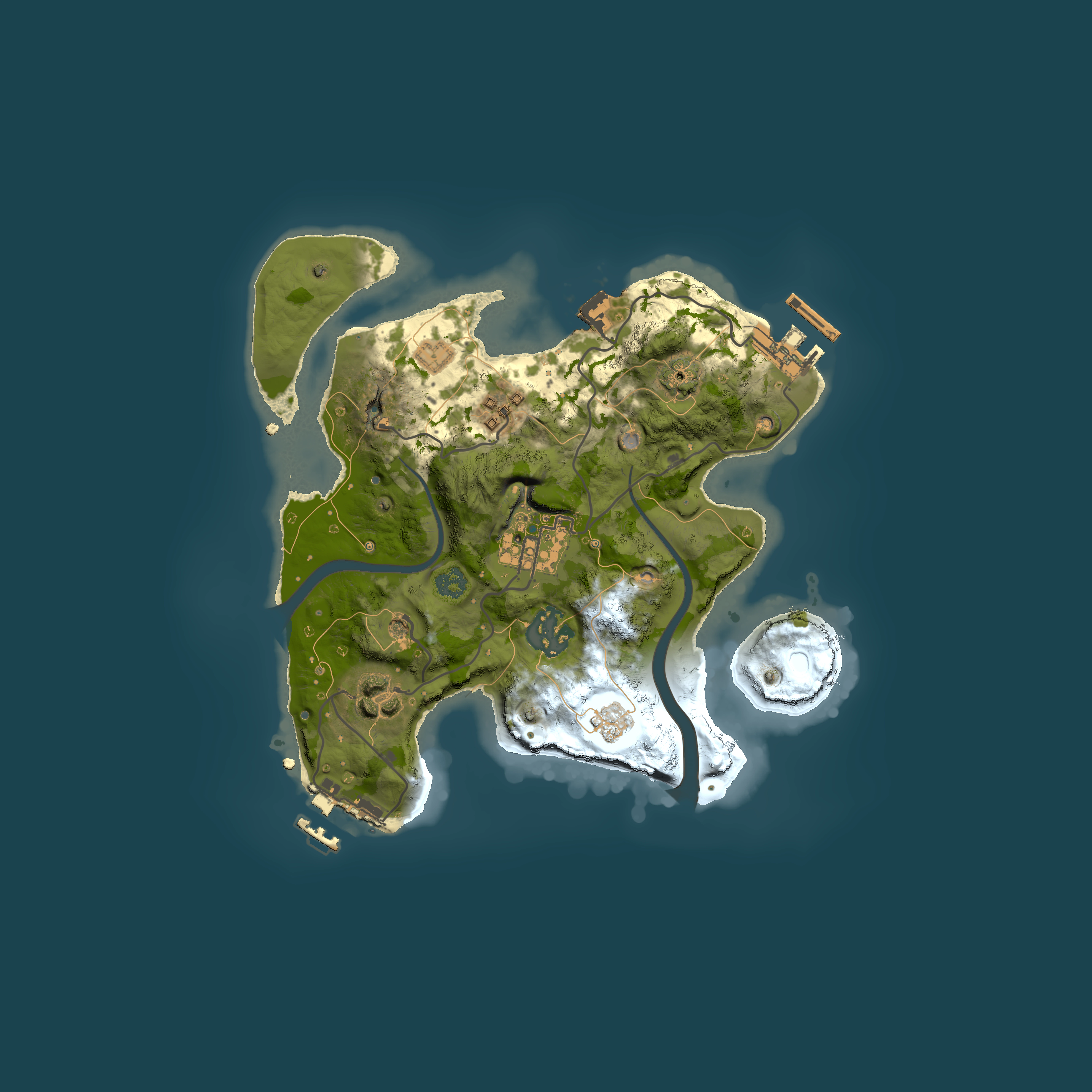 Full top-down render of Rust map seed 1456030838, 2500x2500m