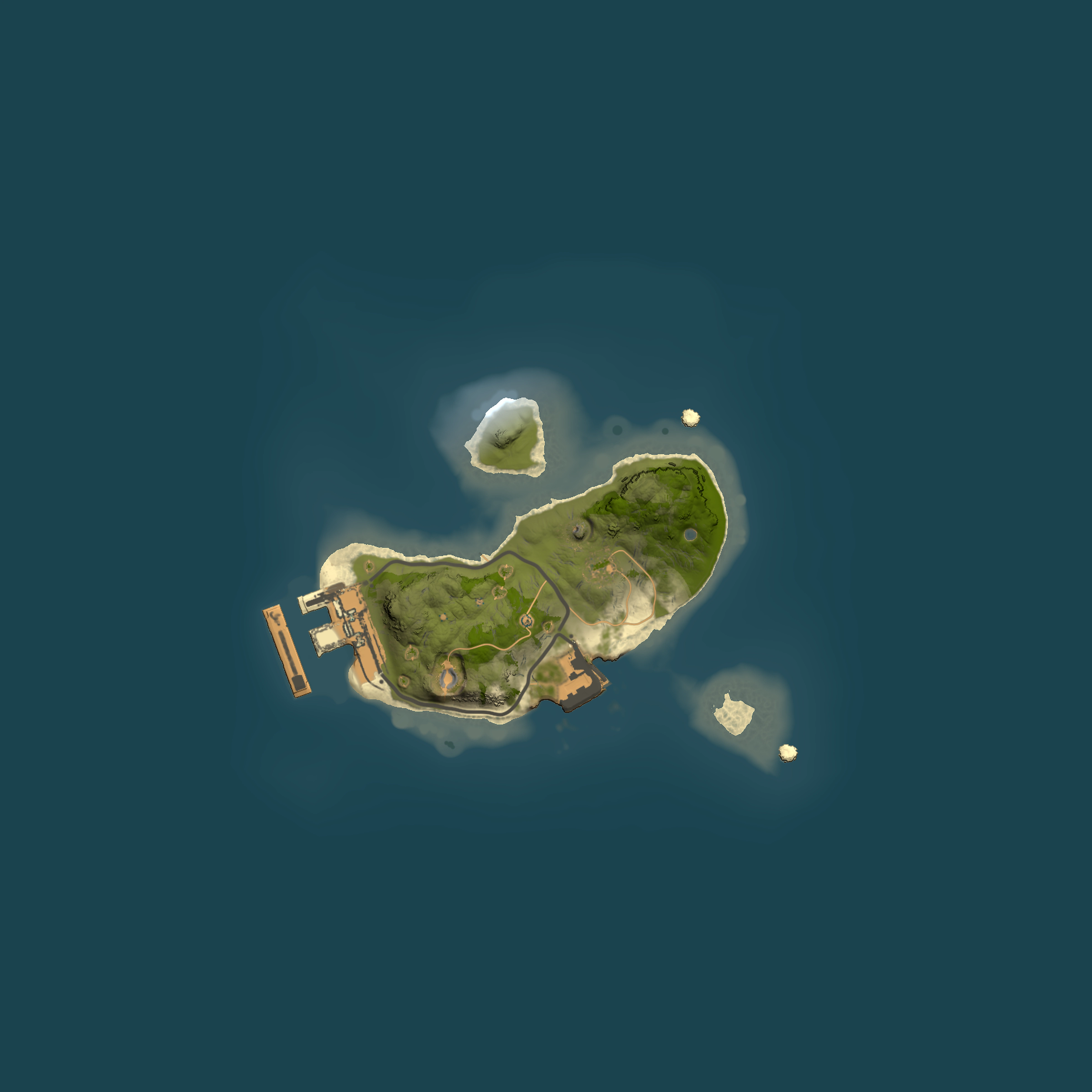 Full top-down render of Rust map seed 422131124, 1500x1500m