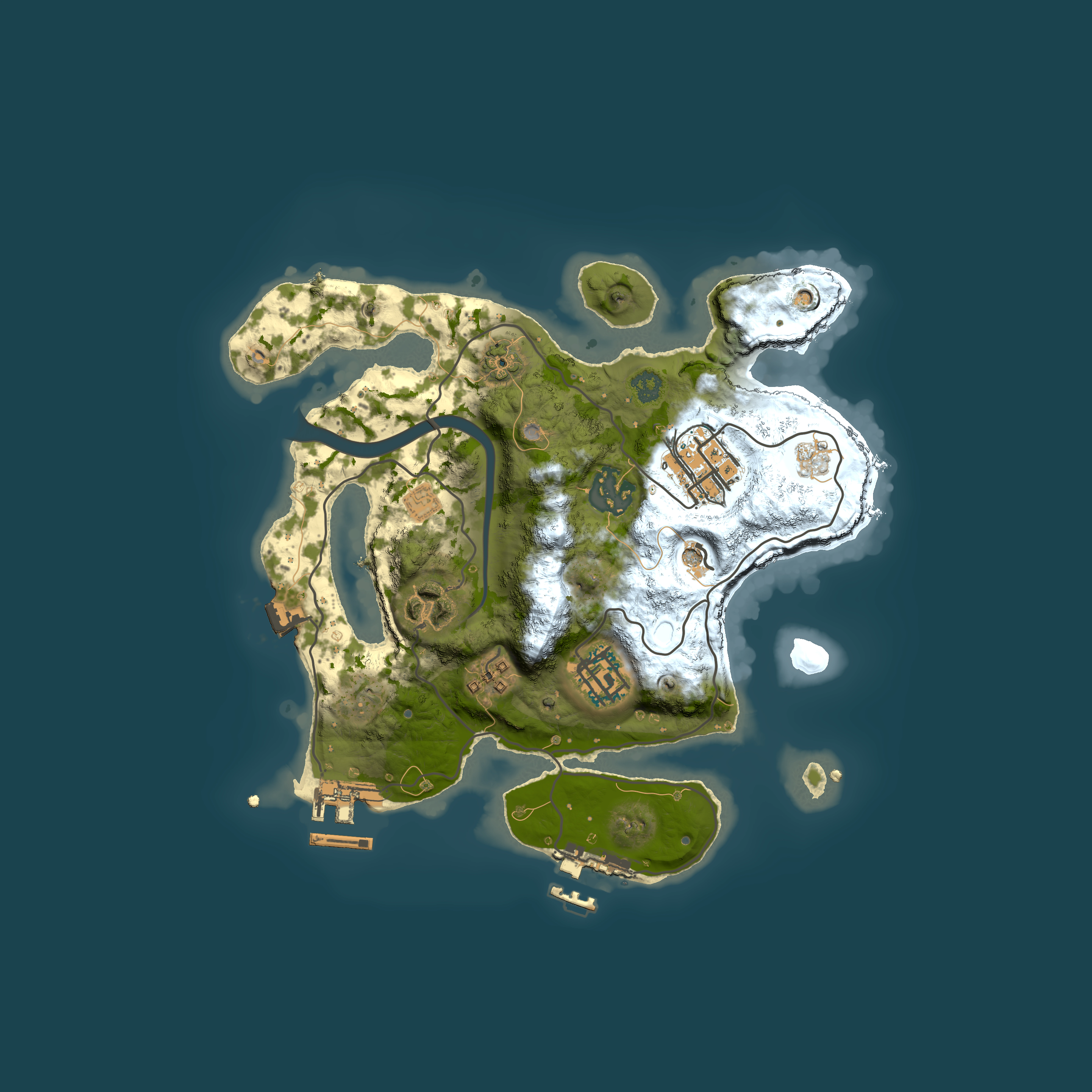 Full top-down render of Rust map seed 427331818, 2500x2500m