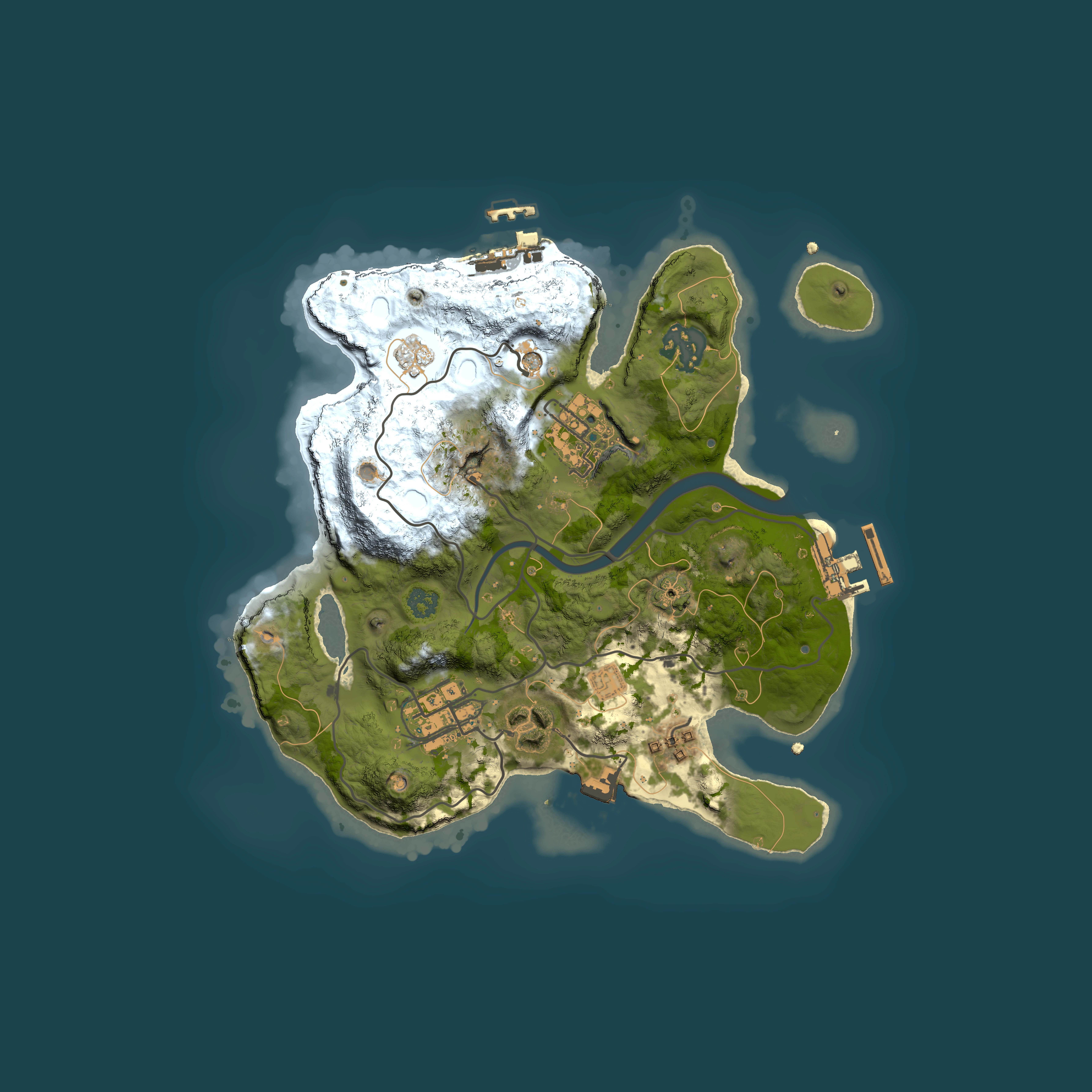 Full top-down render of Rust map seed 2004964498, 2500x2500m