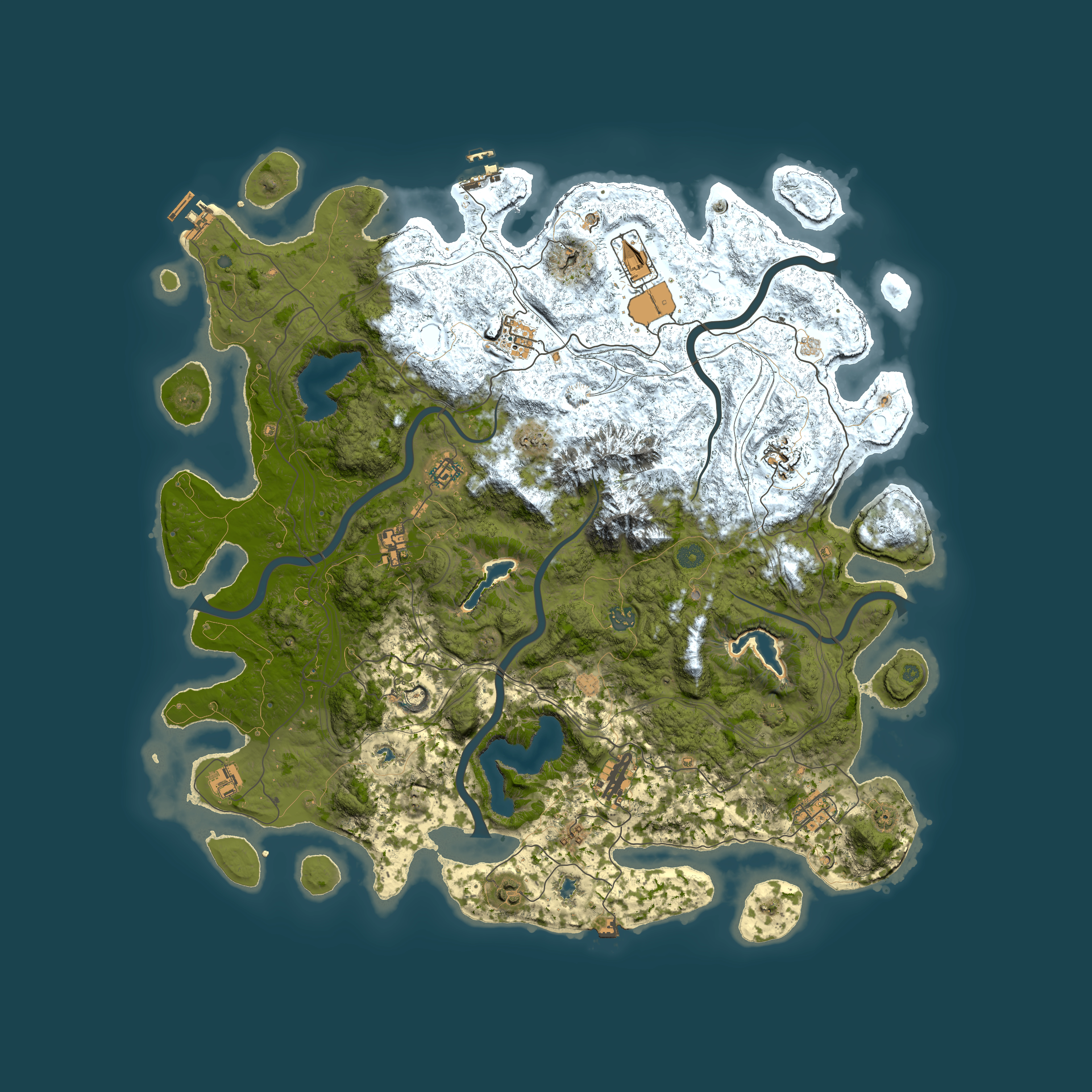 Full top-down render of Rust map seed 151064269, 5000x5000m