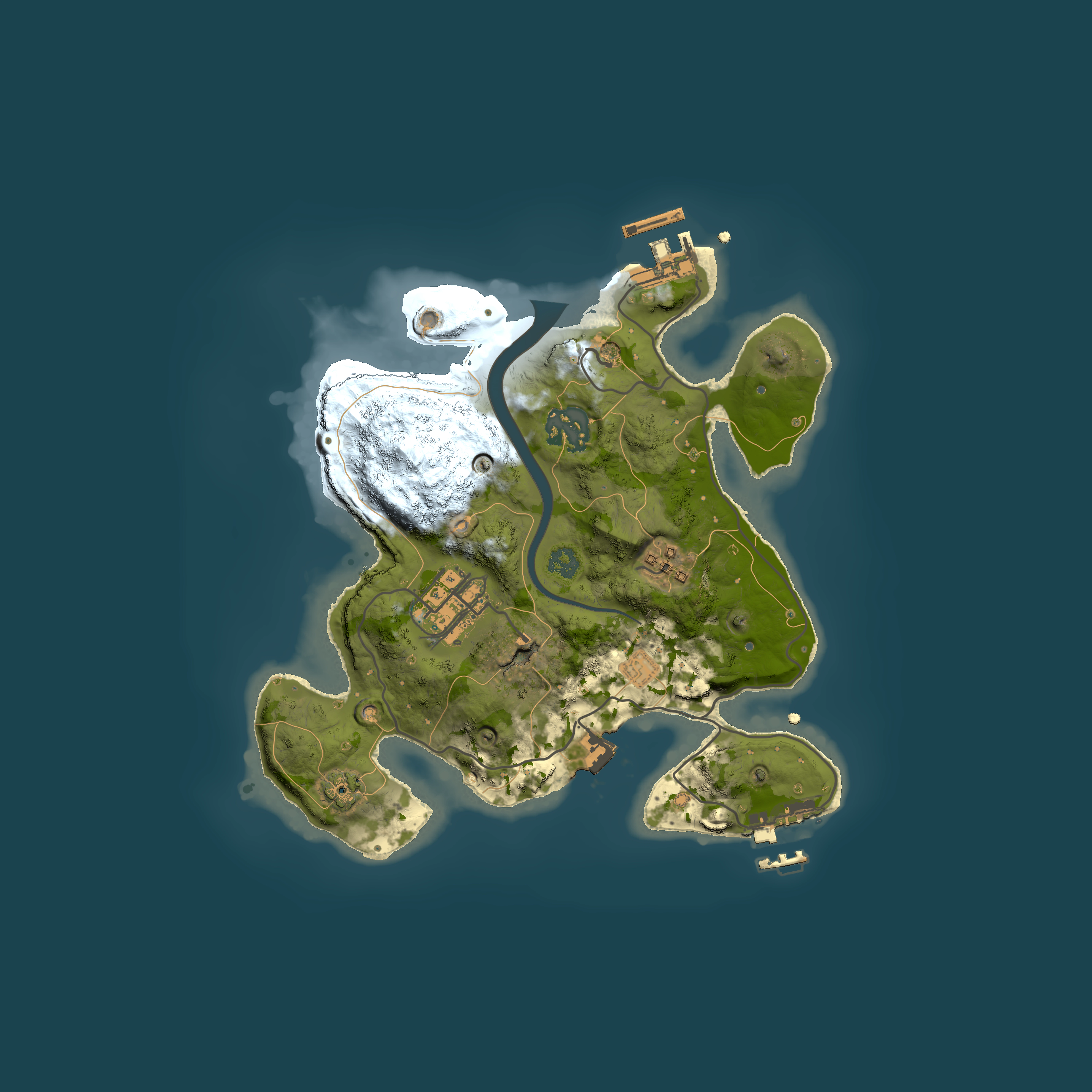 Full top-down render of Rust map seed 1570368926, 2500x2500m