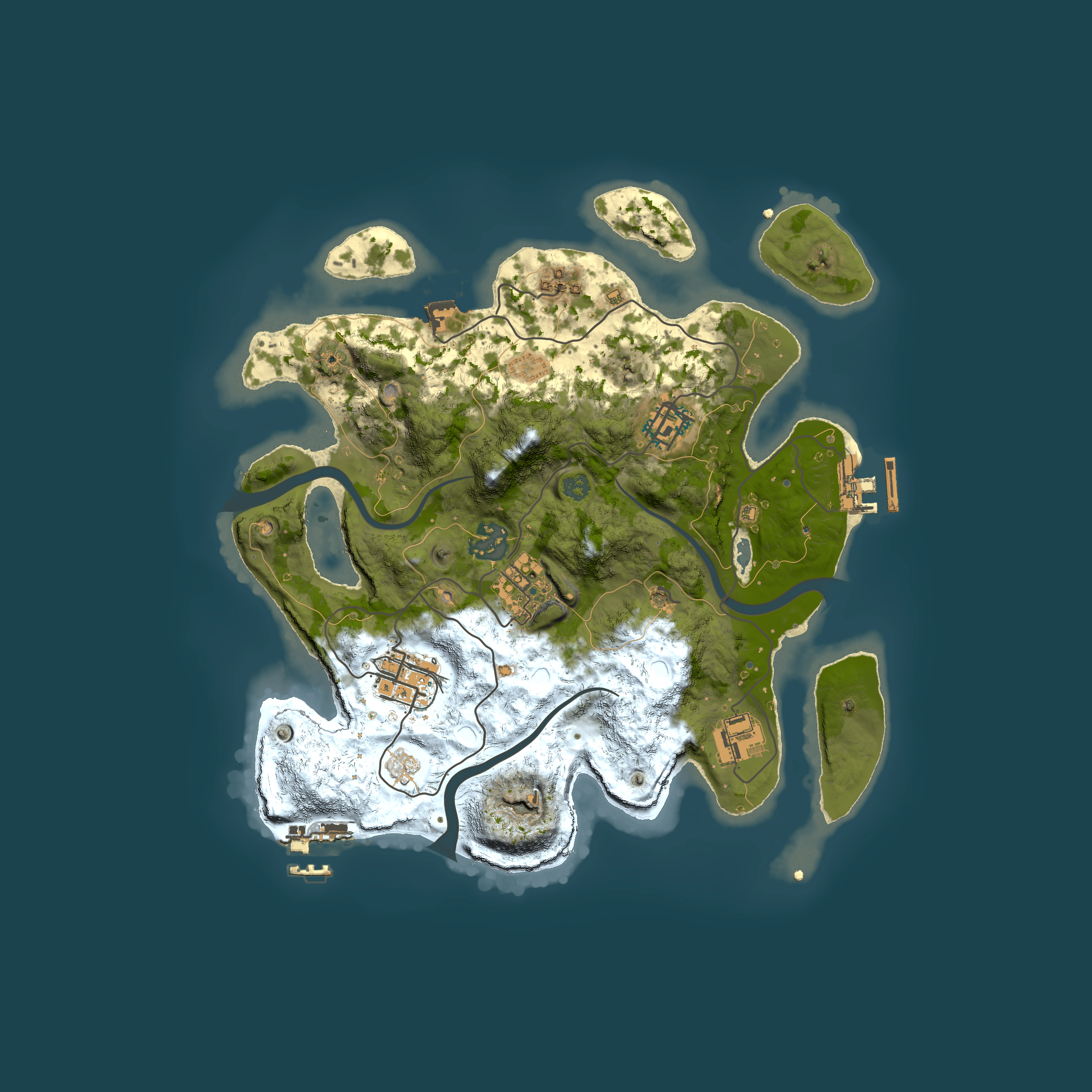 Full top-down render of Rust map seed 2086954840, 3000x3000m