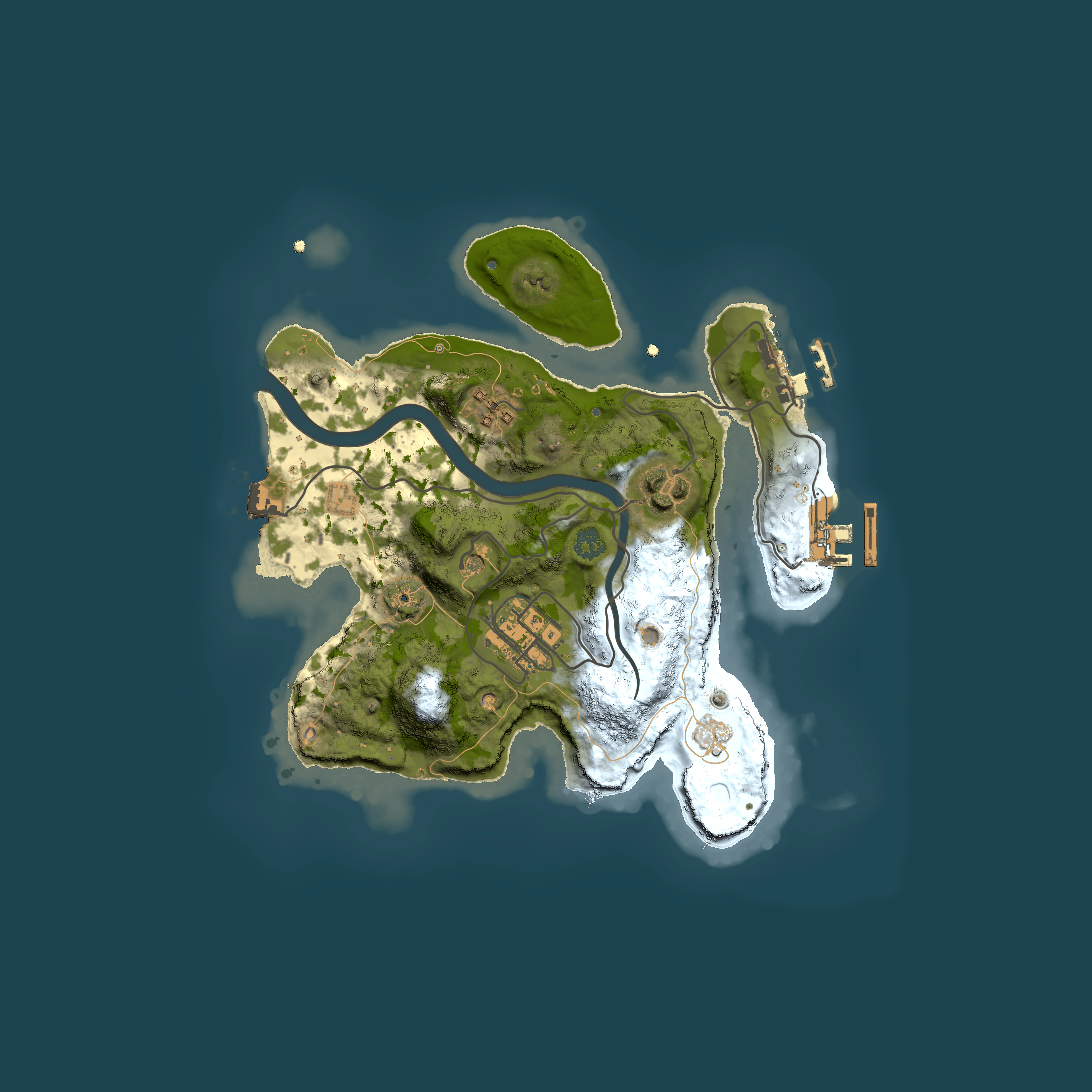 Full top-down render of Rust map seed 1594924392, 2500x2500m
