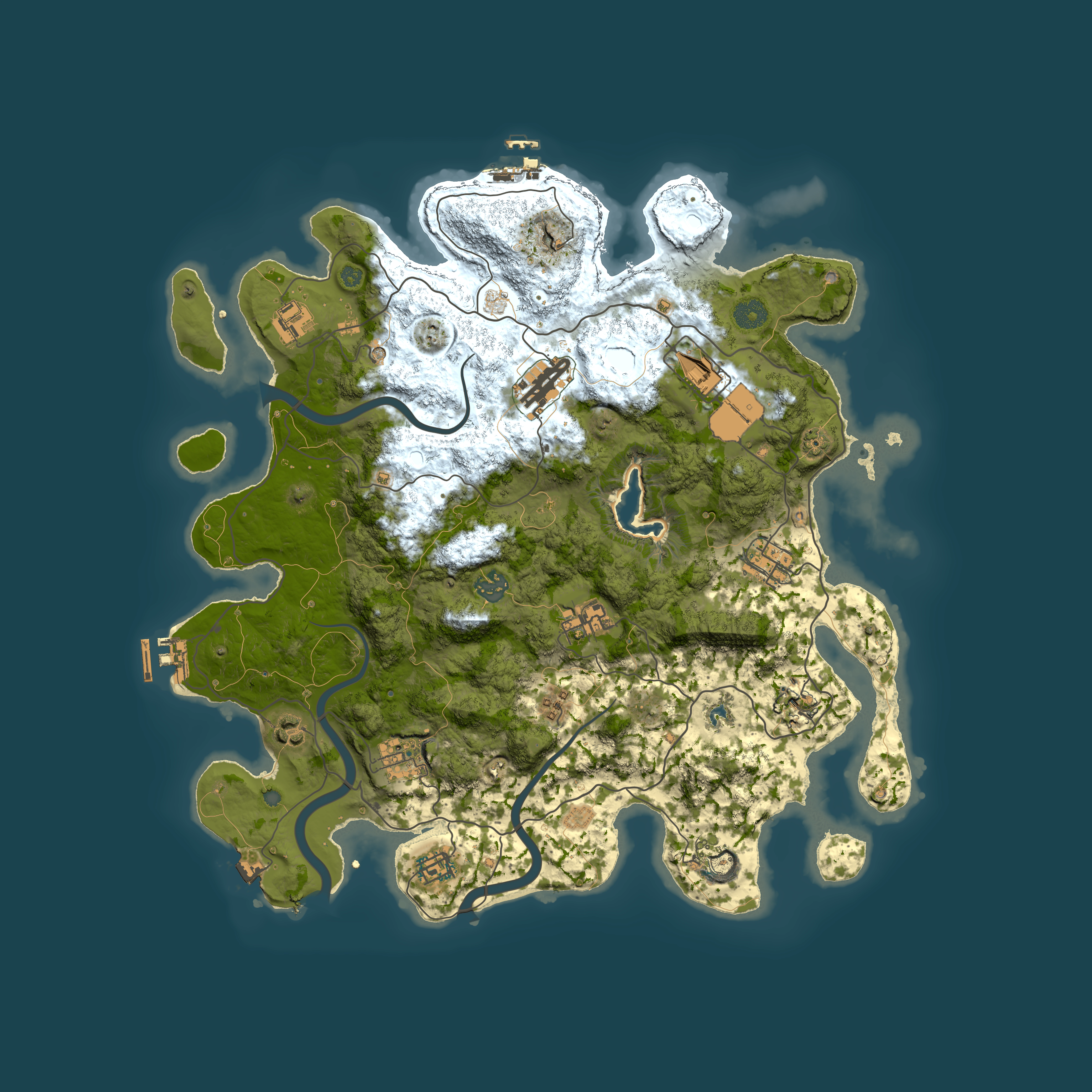 Full top-down render of Rust map seed 1960964948, 4000x4000m