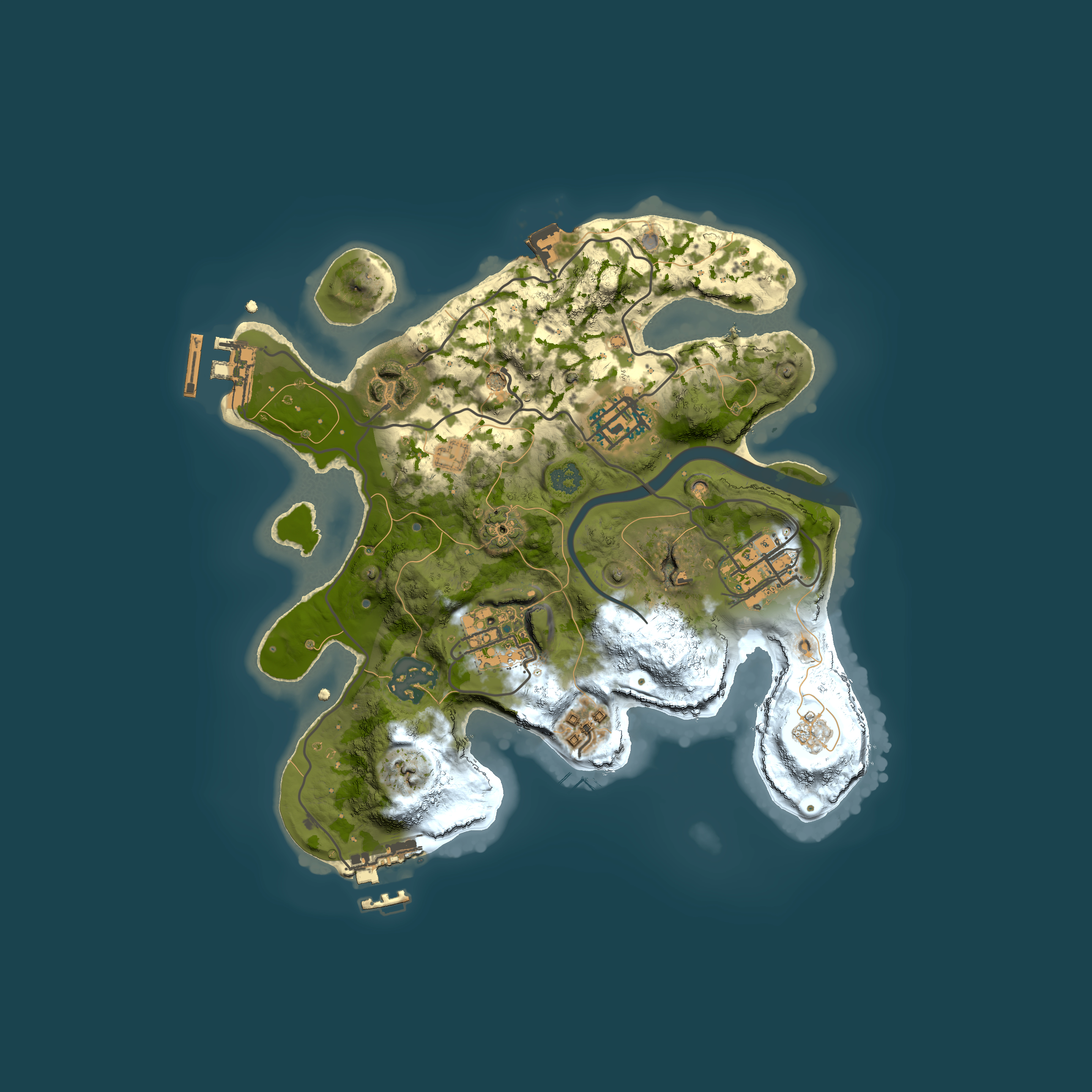 Full top-down render of Rust map seed 1662174033, 2500x2500m