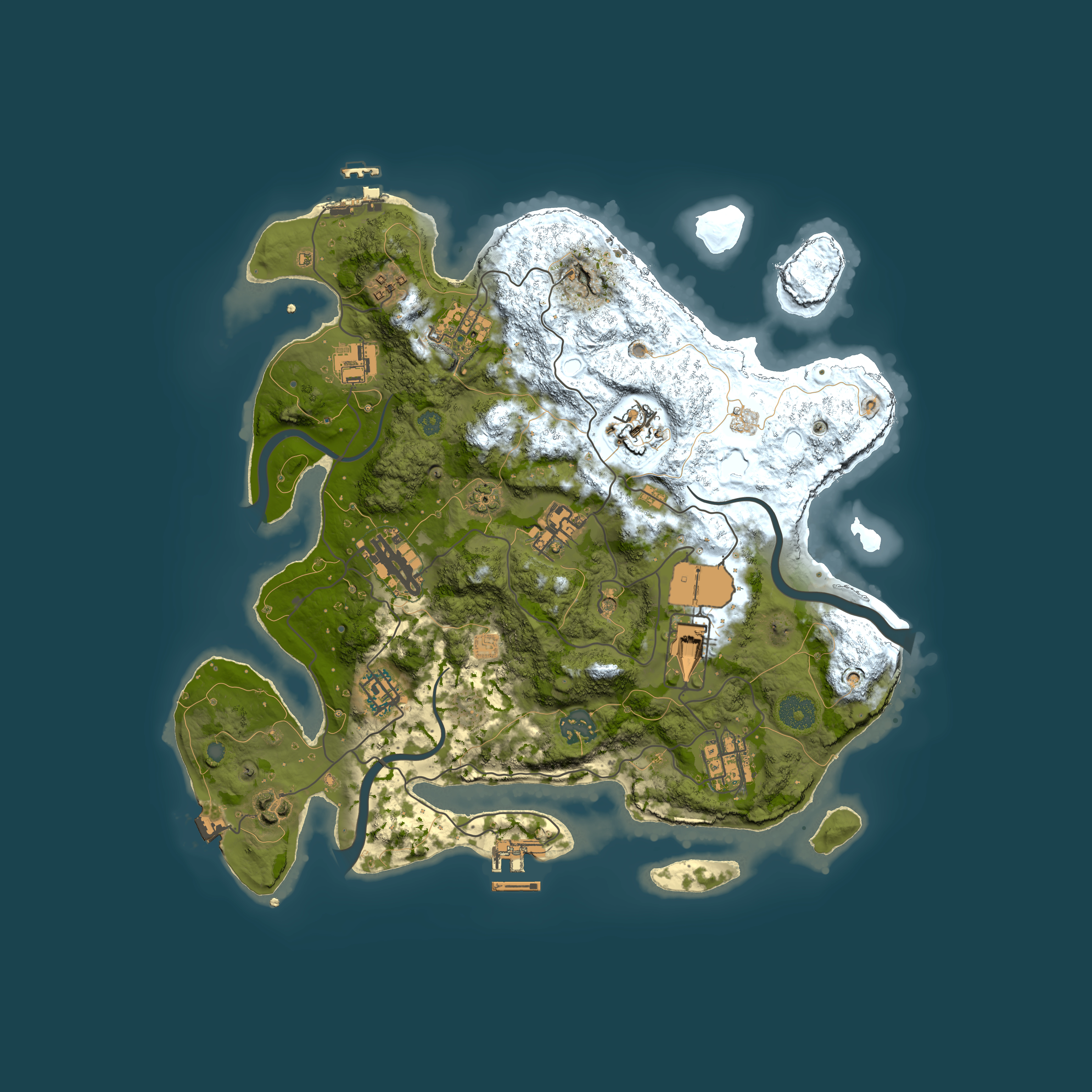 Full top-down render of Rust map seed 454138215, 3500x3500m