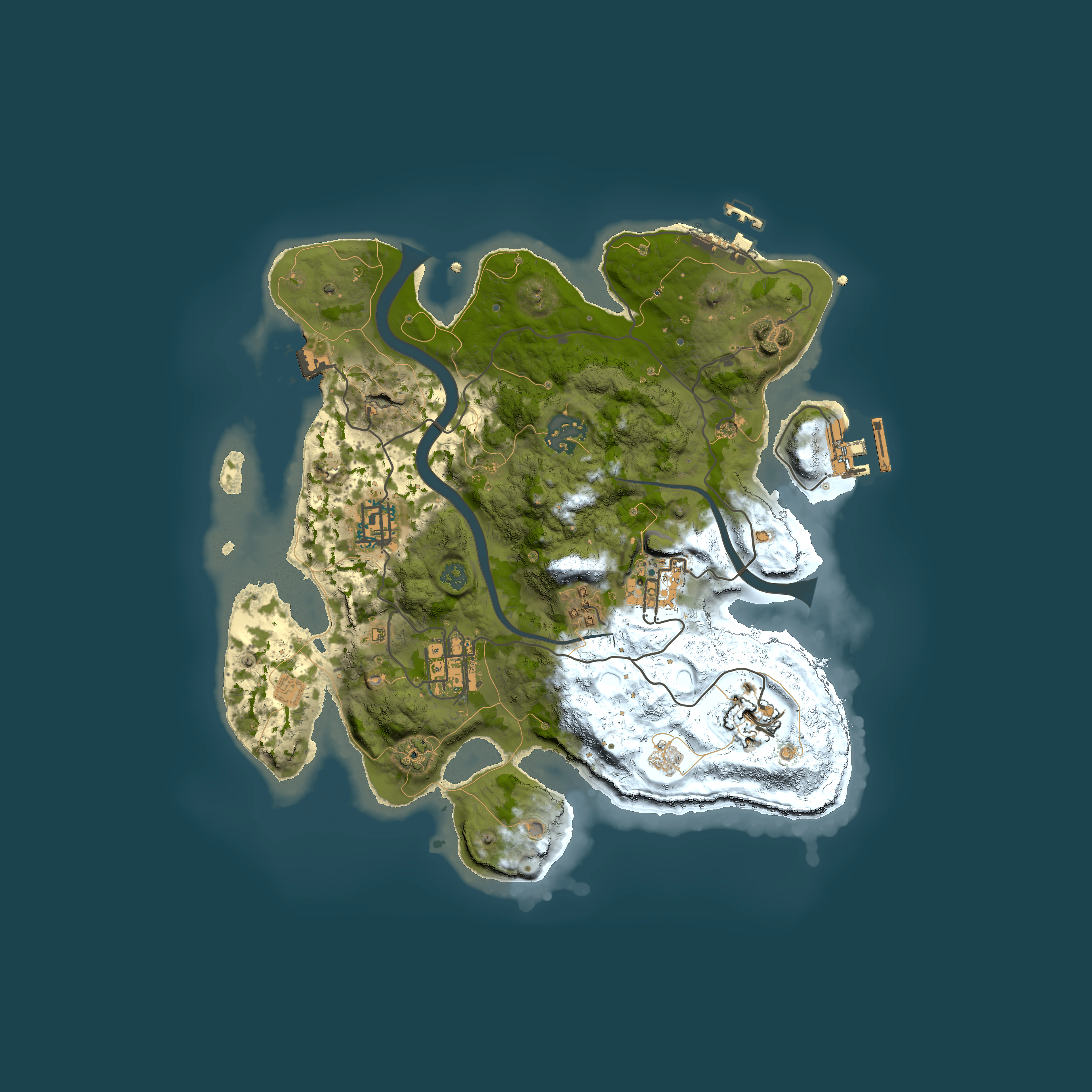 Full top-down render of Rust map seed 809891477, 3000x3000m