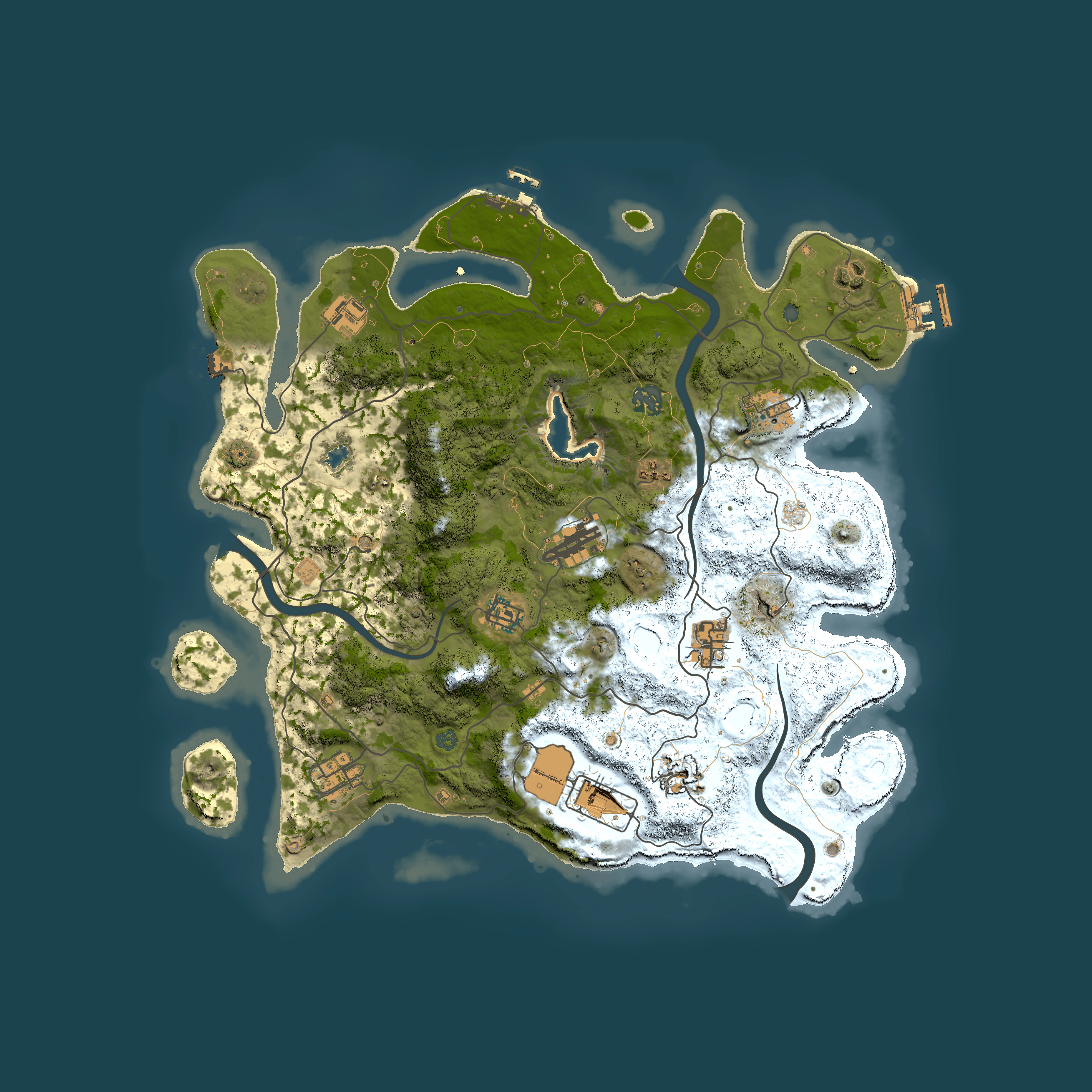 Full top-down render of Rust map seed 1317088471, 4000x4000m