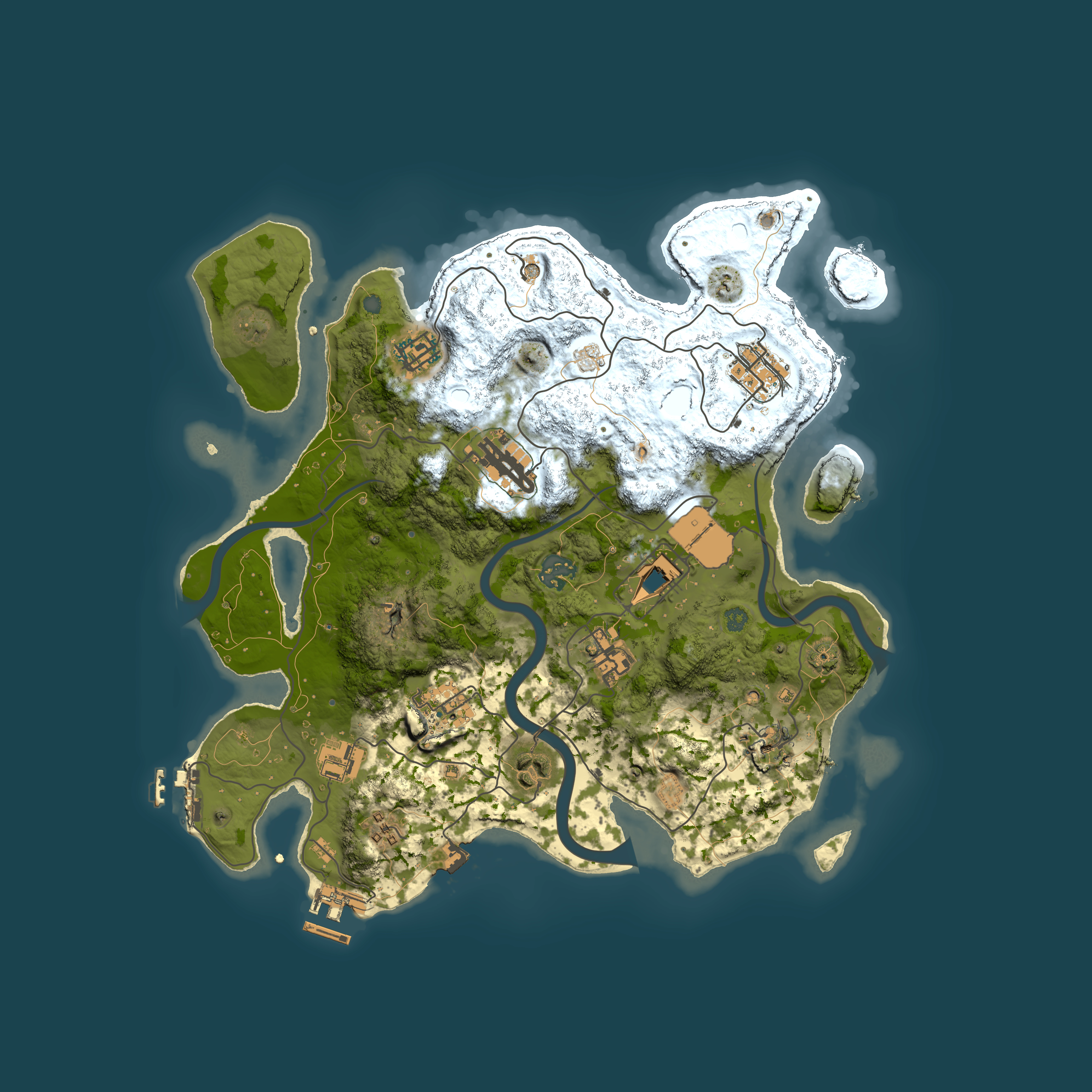 Full top-down render of Rust map seed 2068558233, 3500x3500m