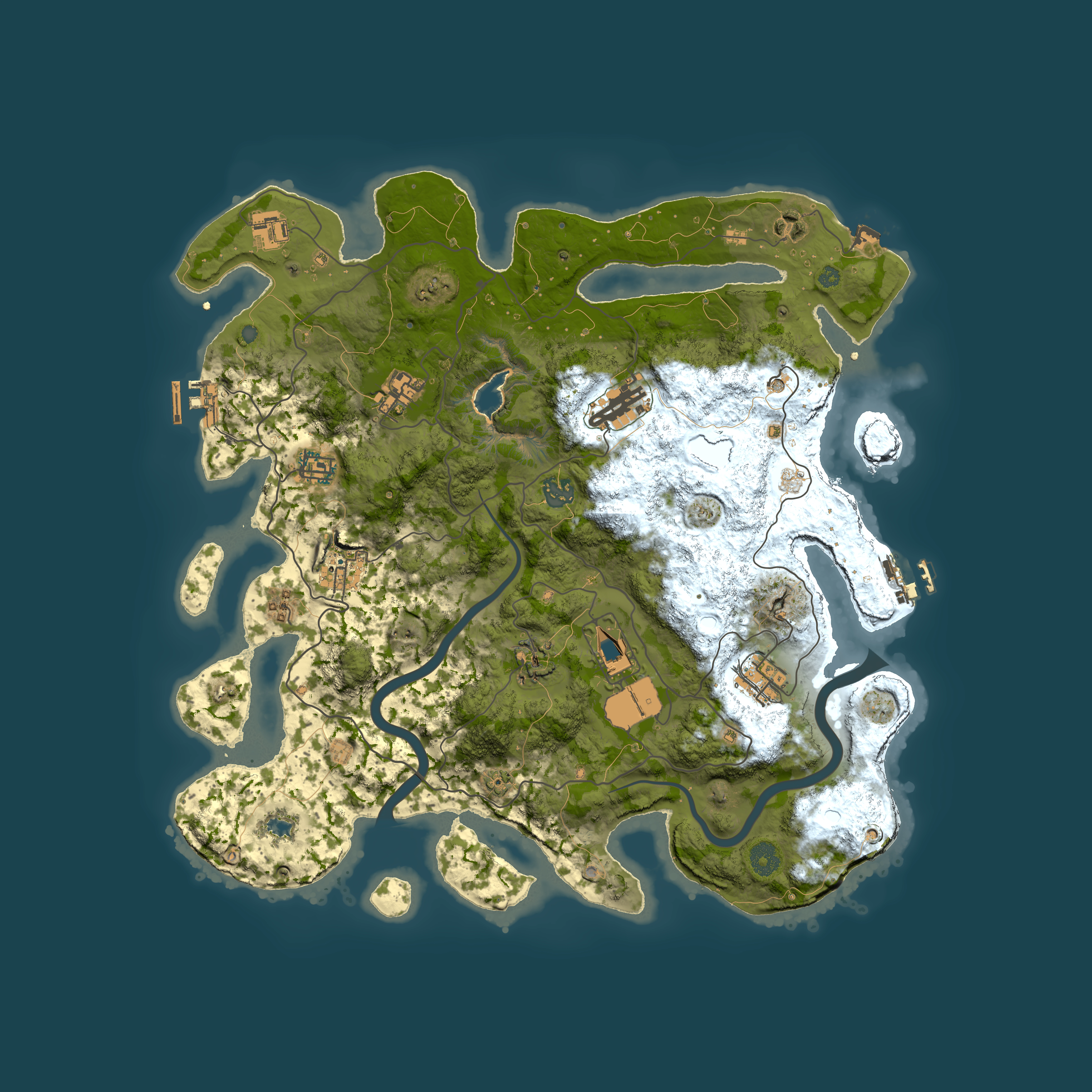 Full top-down render of Rust map seed 197449177, 4000x4000m