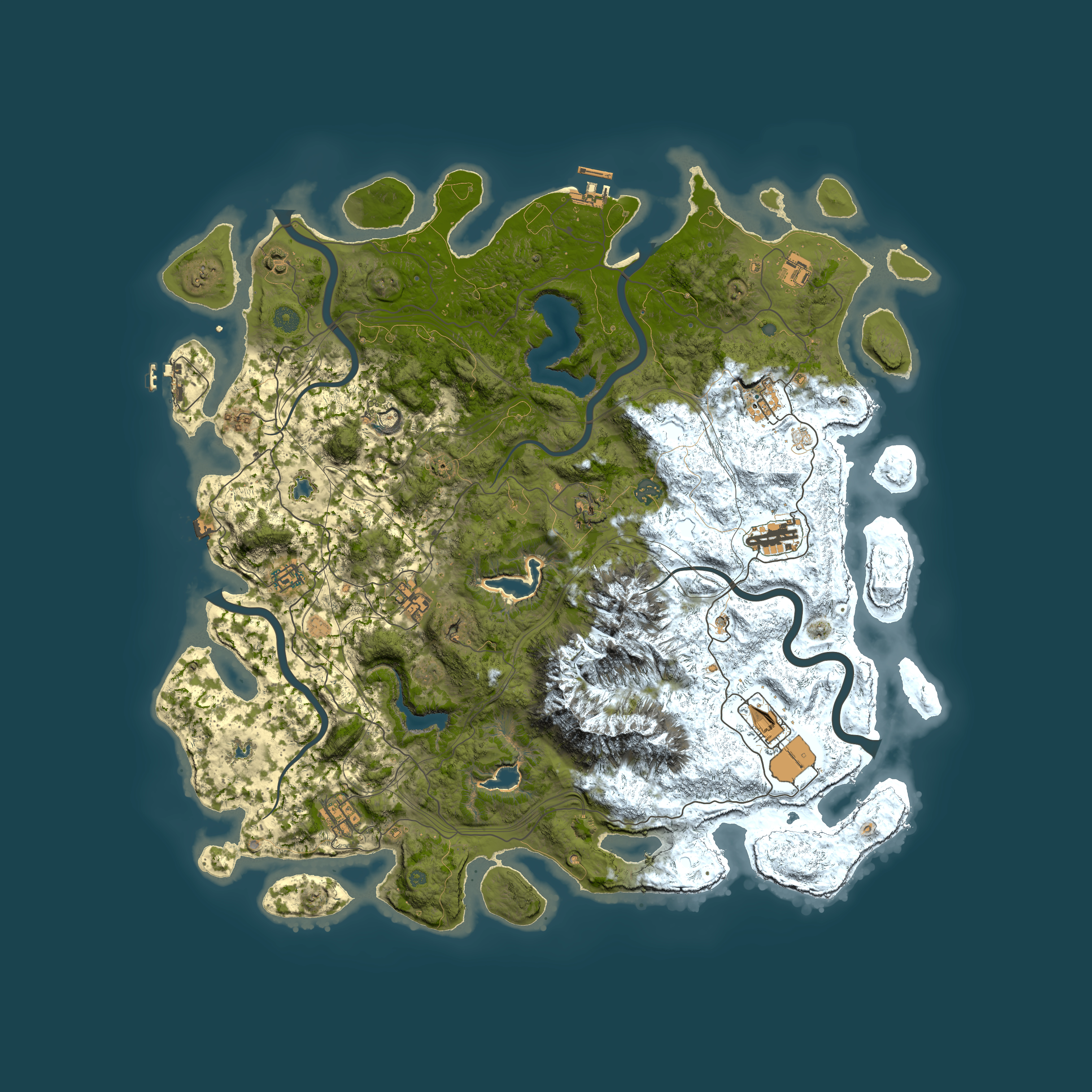 Full top-down render of Rust map seed 210820644, 5000x5000m