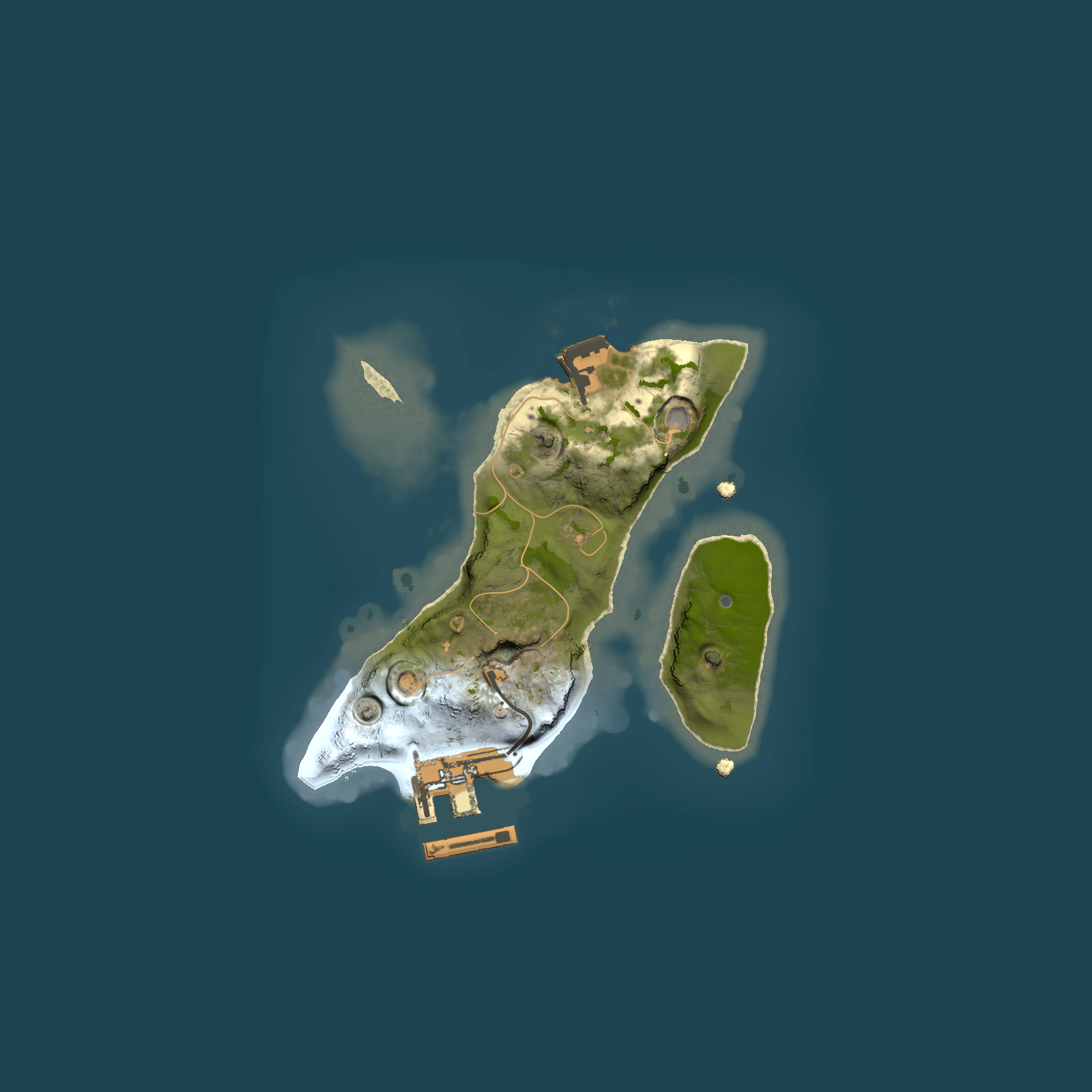 Full top-down render of Rust map seed 1357184446, 1500x1500m
