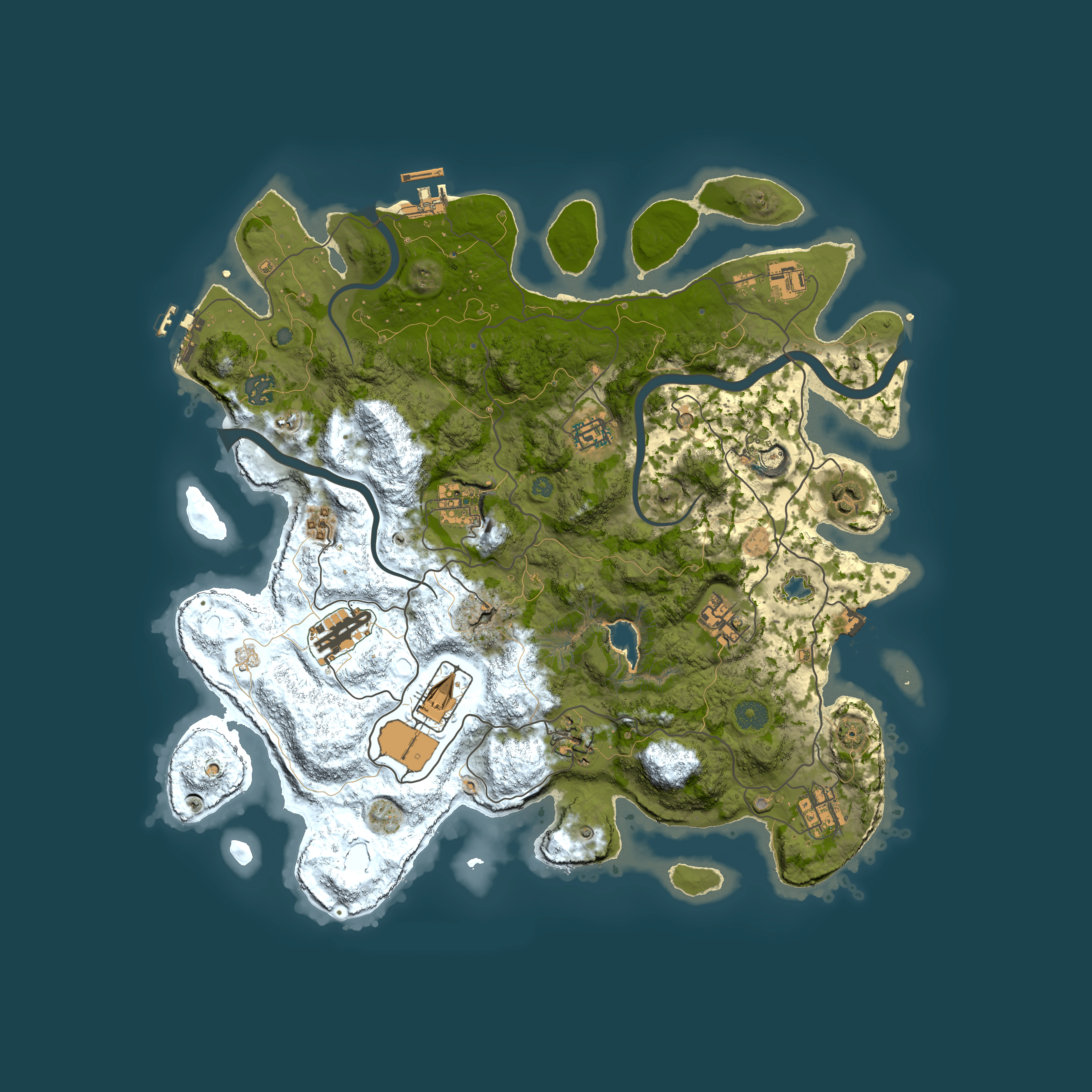 Full top-down render of Rust map seed 2139990758, 4000x4000m