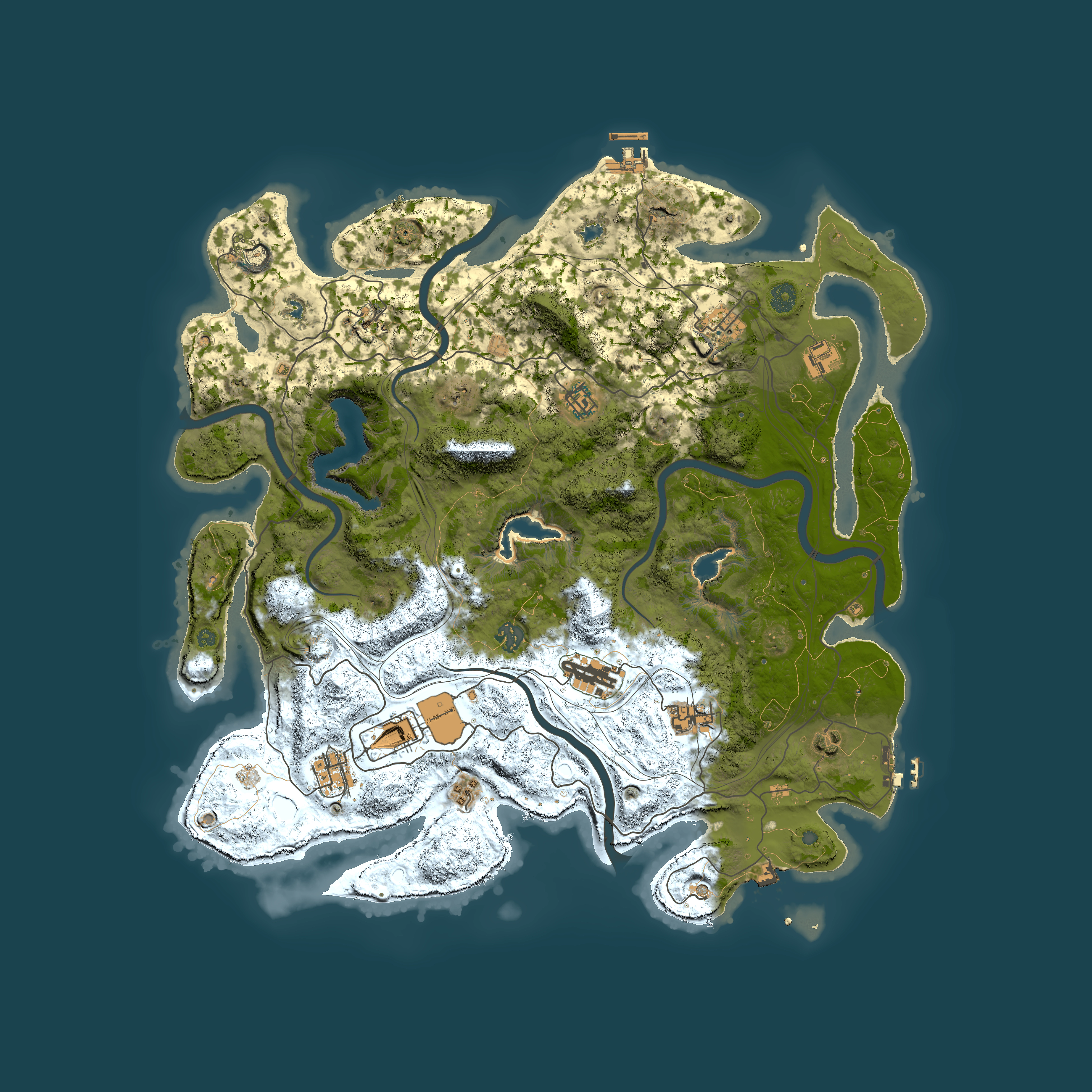Full top-down render of Rust map seed 31250290, 4500x4500m