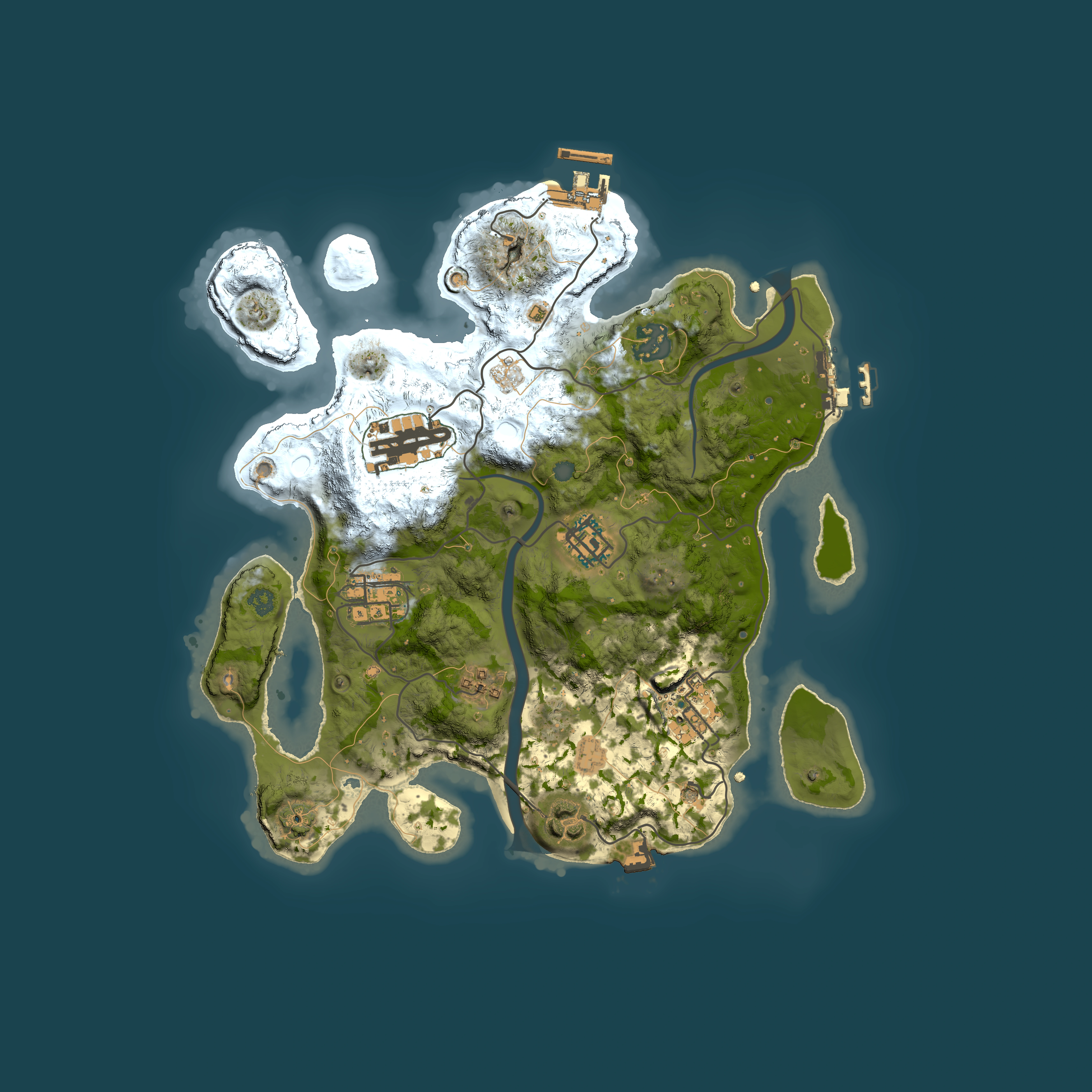 Full top-down render of Rust map seed 1667551881, 3000x3000m