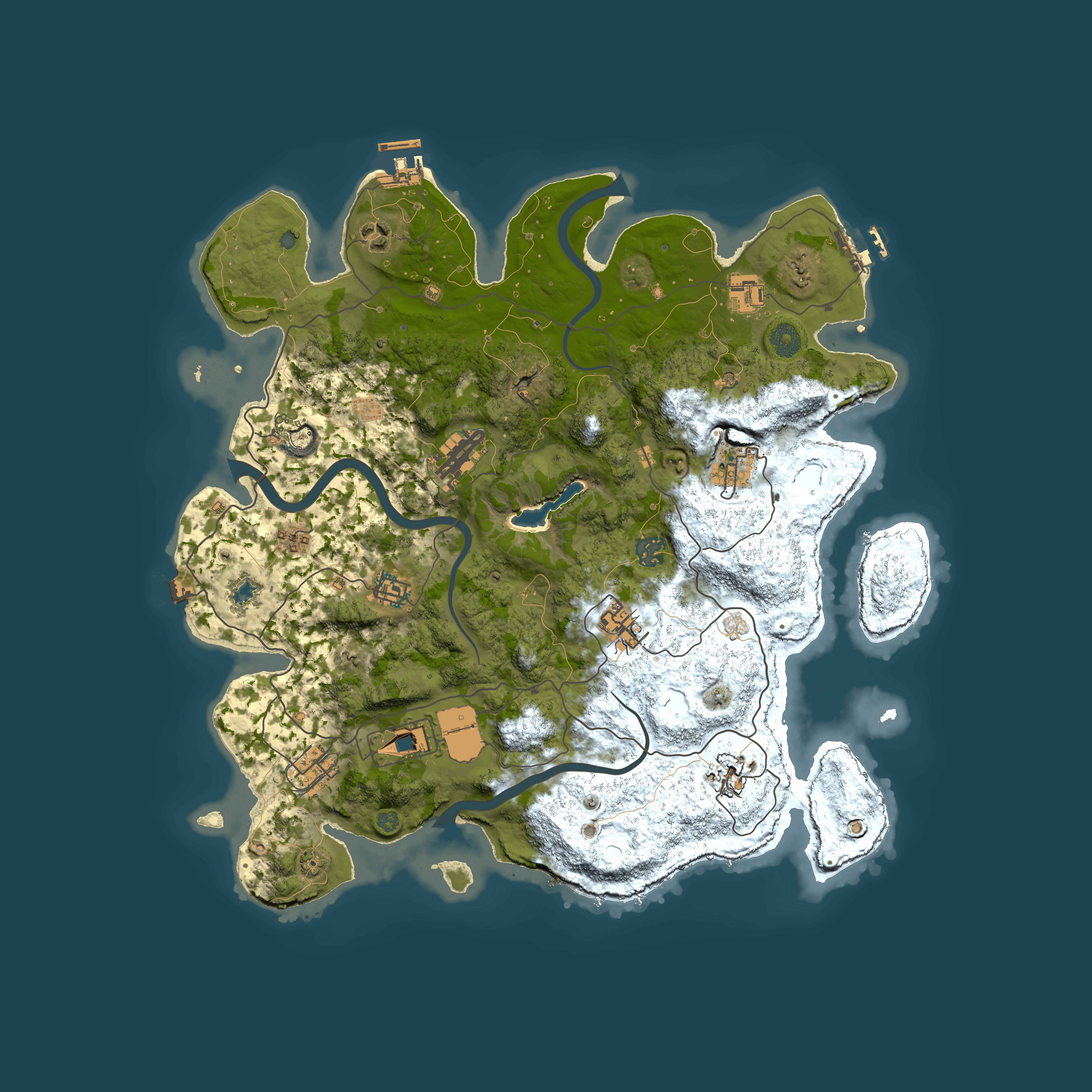 Full top-down render of Rust map seed 1503436736, 4000x4000m