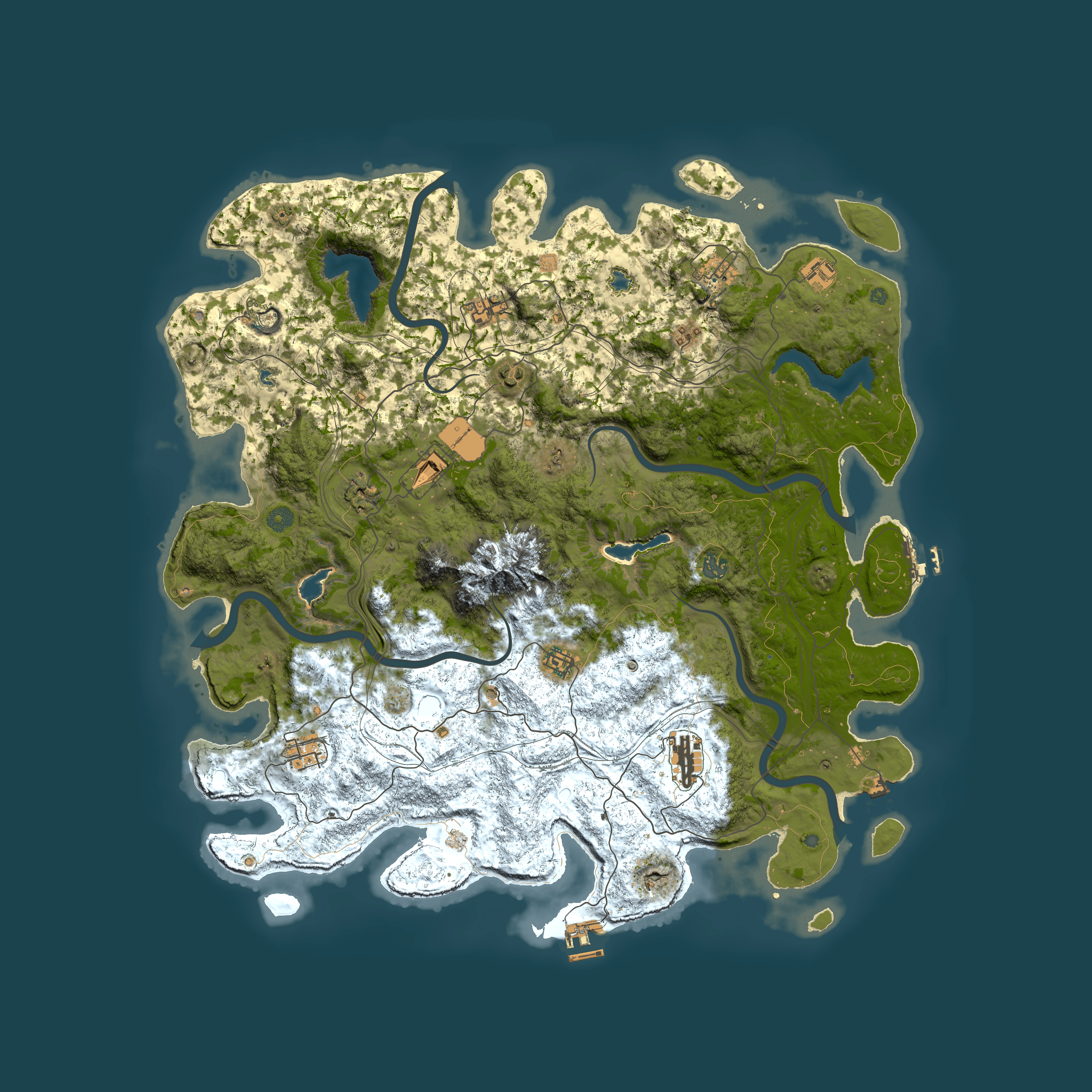 Full top-down render of Rust map seed 1998972564, 5000x5000m