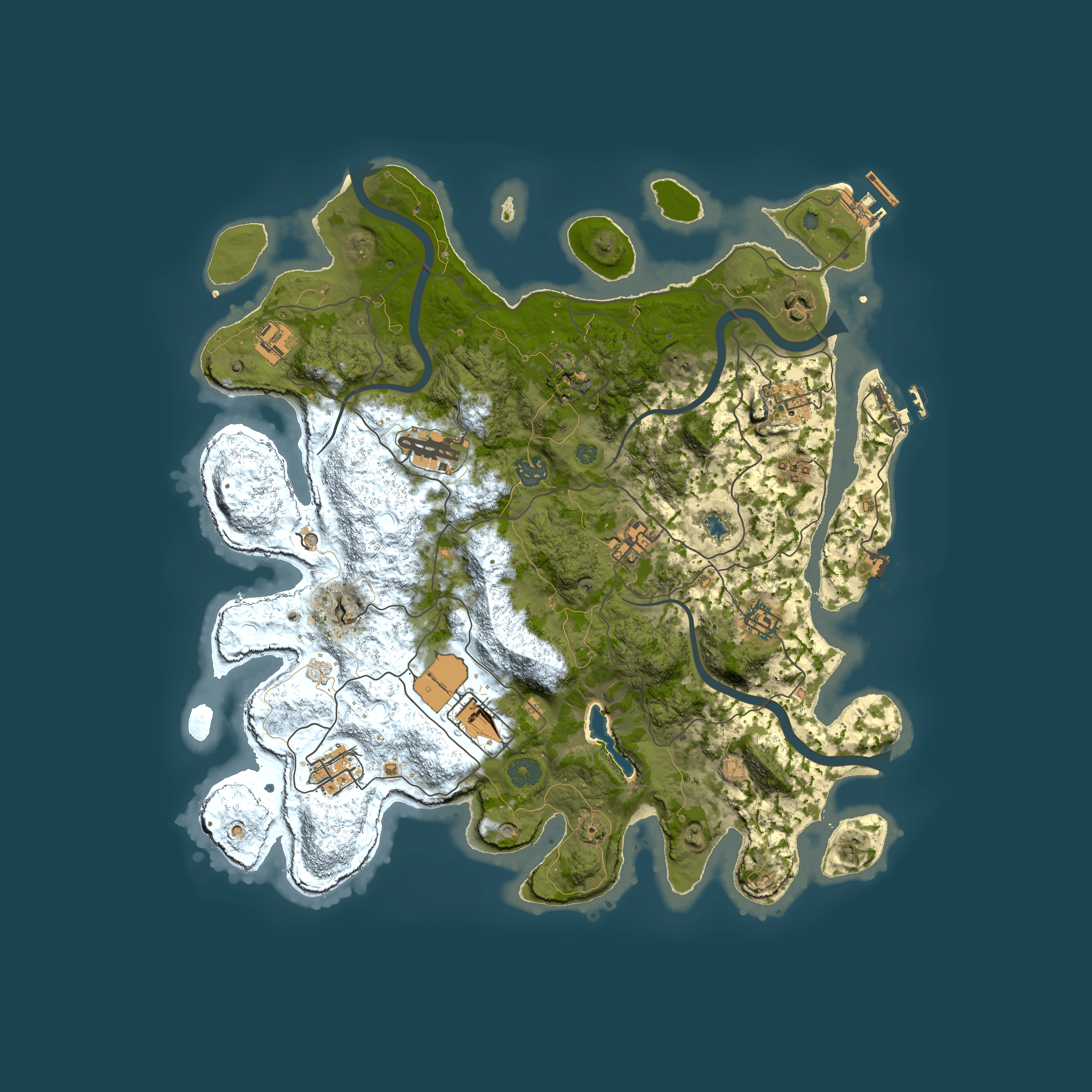 Full top-down render of Rust map seed 322385345, 4000x4000m