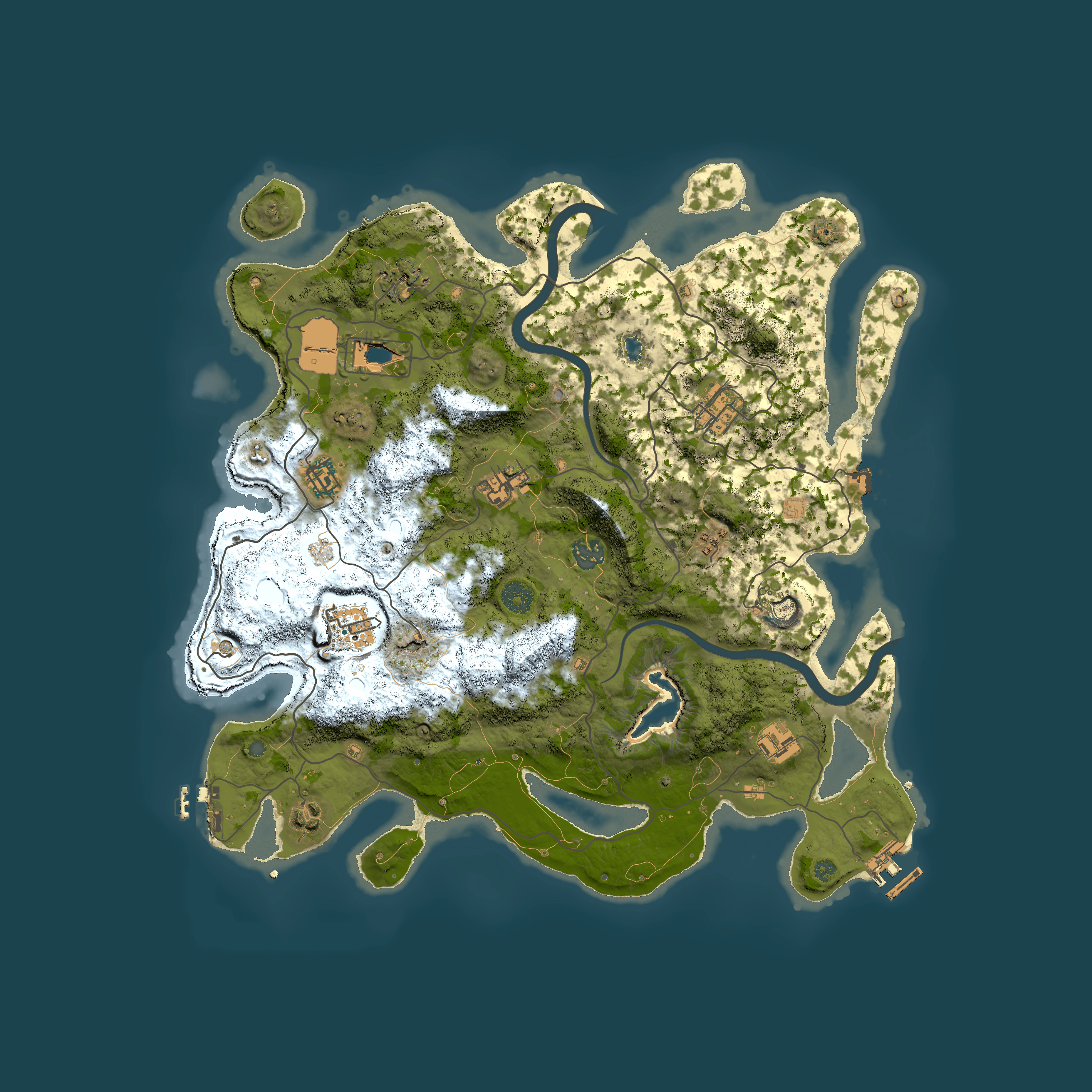 Full top-down render of Rust map seed 855848901, 4000x4000m
