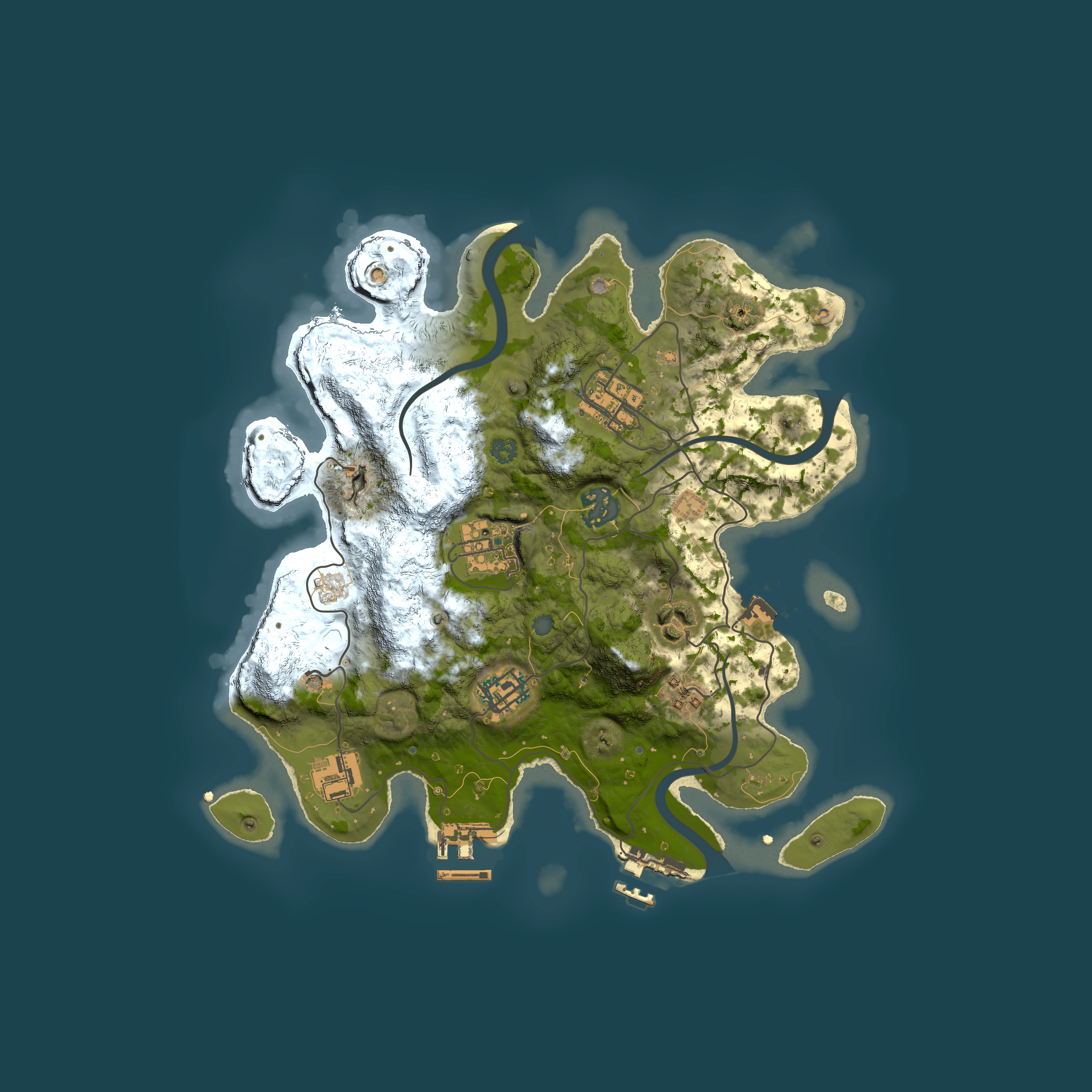 Full top-down render of Rust map seed 47803588, 3000x3000m