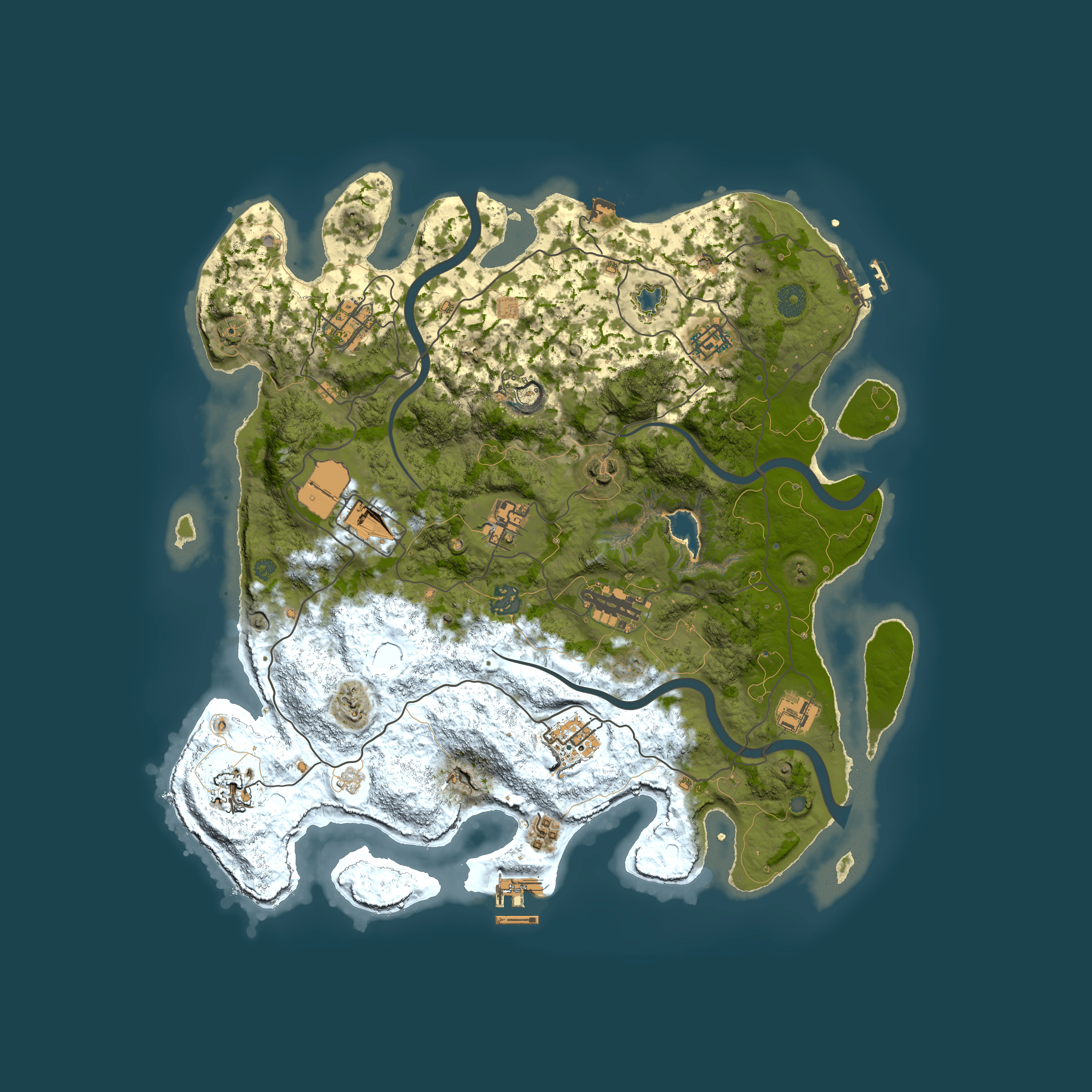 Full top-down render of Rust map seed 148537538, 4000x4000m