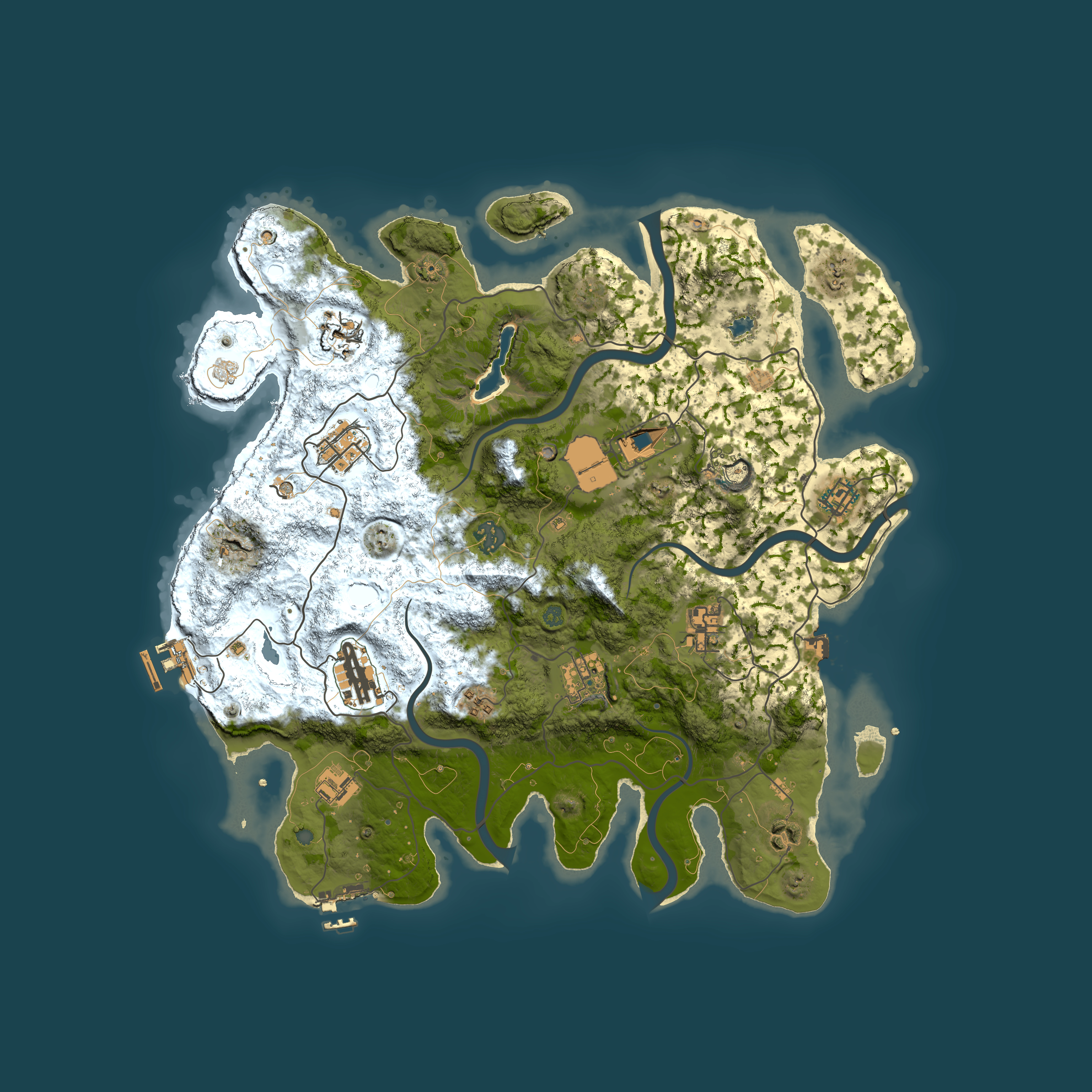 Full top-down render of Rust map seed 92477712, 4000x4000m