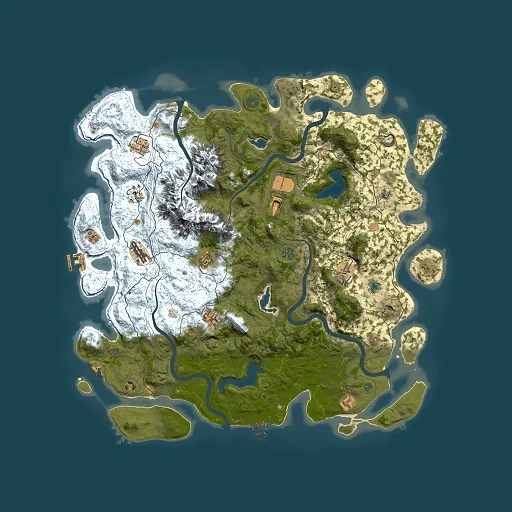 Rust map seed 665828378, 5000x5000m top-down preview
